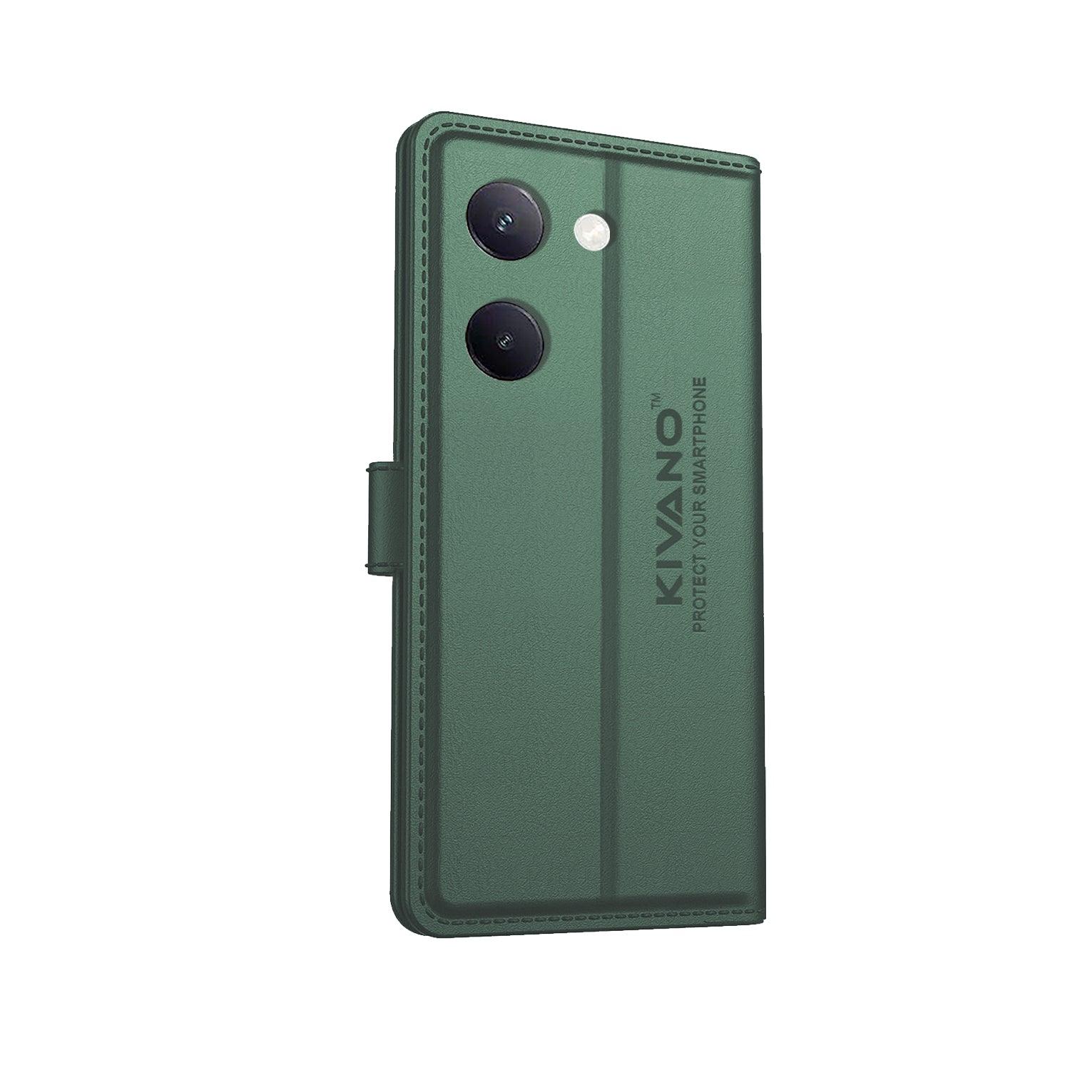 KIVANO Compatible with vivo y200 pro Flip Cover | Leather Finish | Inside Pockets & Inbuilt Stand | Shockproof Wallet Style Magnetic Closure Back Cover Case - Aibex