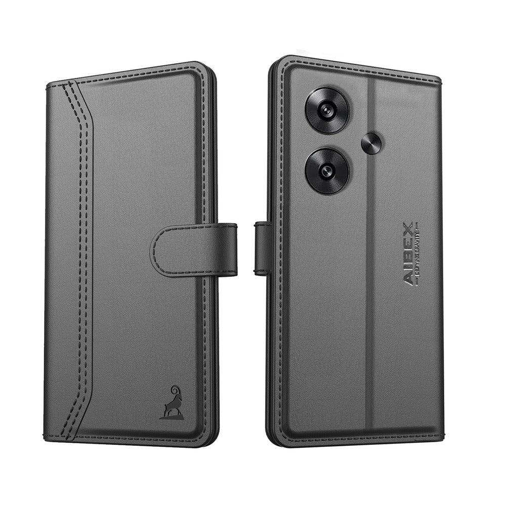 Poco F6 5G Aibex PU Leather Flip Cover Foldable Stand & Pocket Magnetic Closure - Aibex