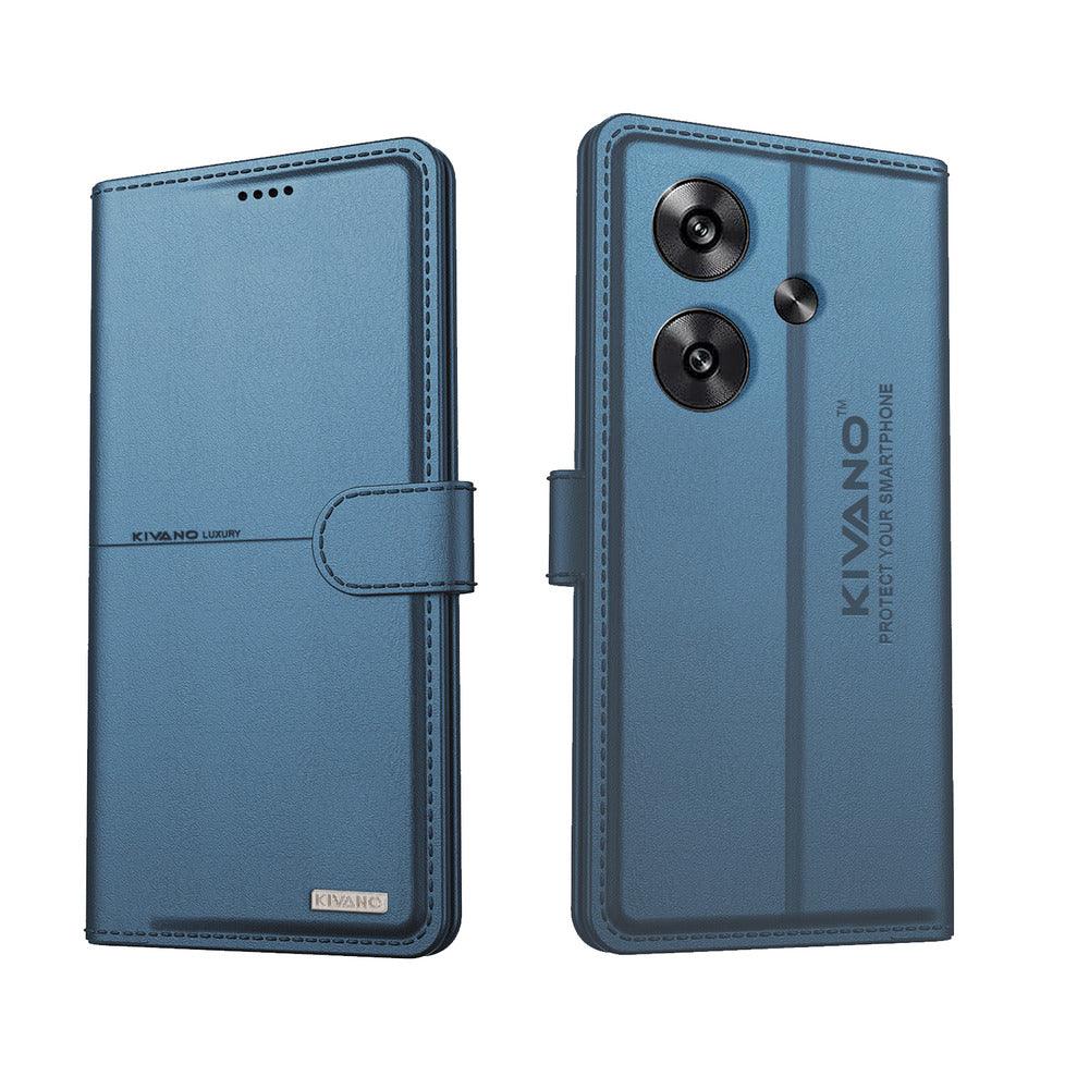 KIVANO Compatible with Poco F6 5G Flip Cover | Leather Finish | Inside Pockets & Inbuilt Stand | Shockproof Wallet Style Magnetic Closure Back Cover Case - Aibex