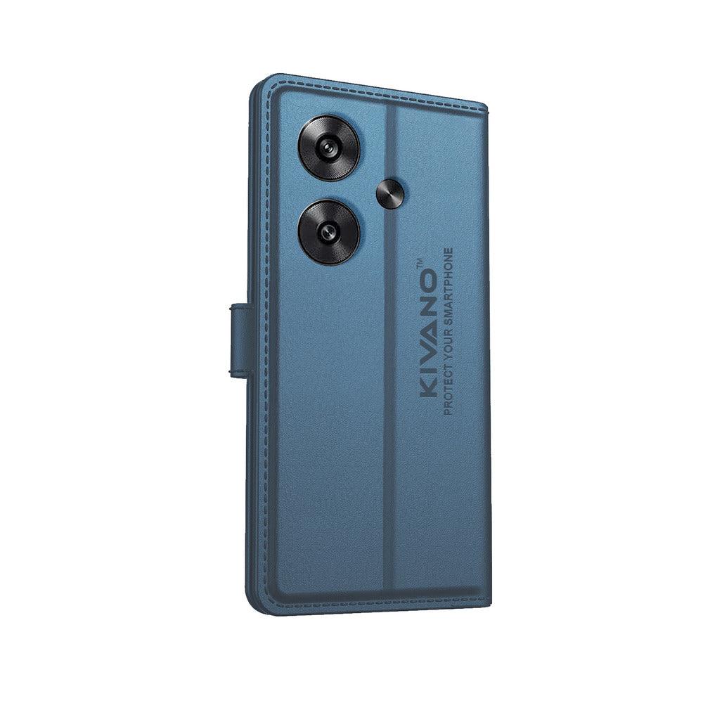 KIVANO Compatible with Poco F6 5G Flip Cover | Leather Finish | Inside Pockets & Inbuilt Stand | Shockproof Wallet Style Magnetic Closure Back Cover Case - Aibex