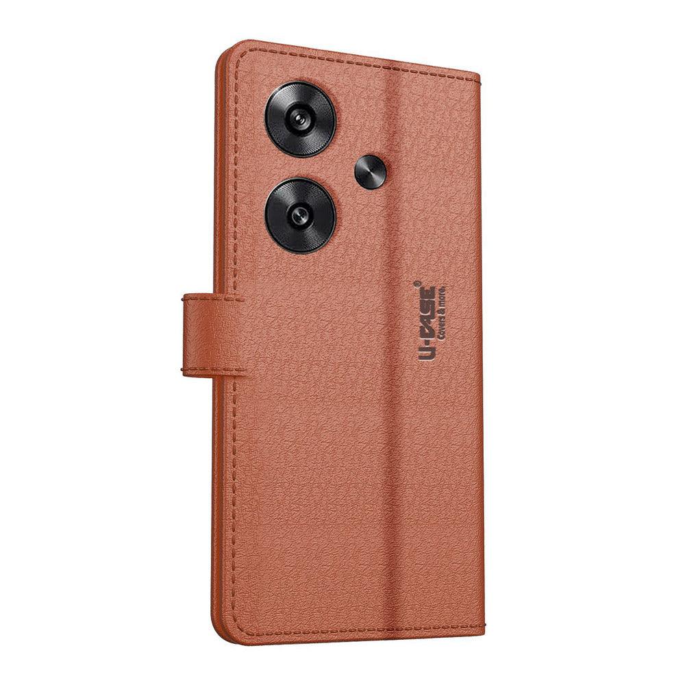 U-CASE Flip Cover for Poco F6 5G Vegan Foldable Stand & Pocket Magnetic Closure - Aibex