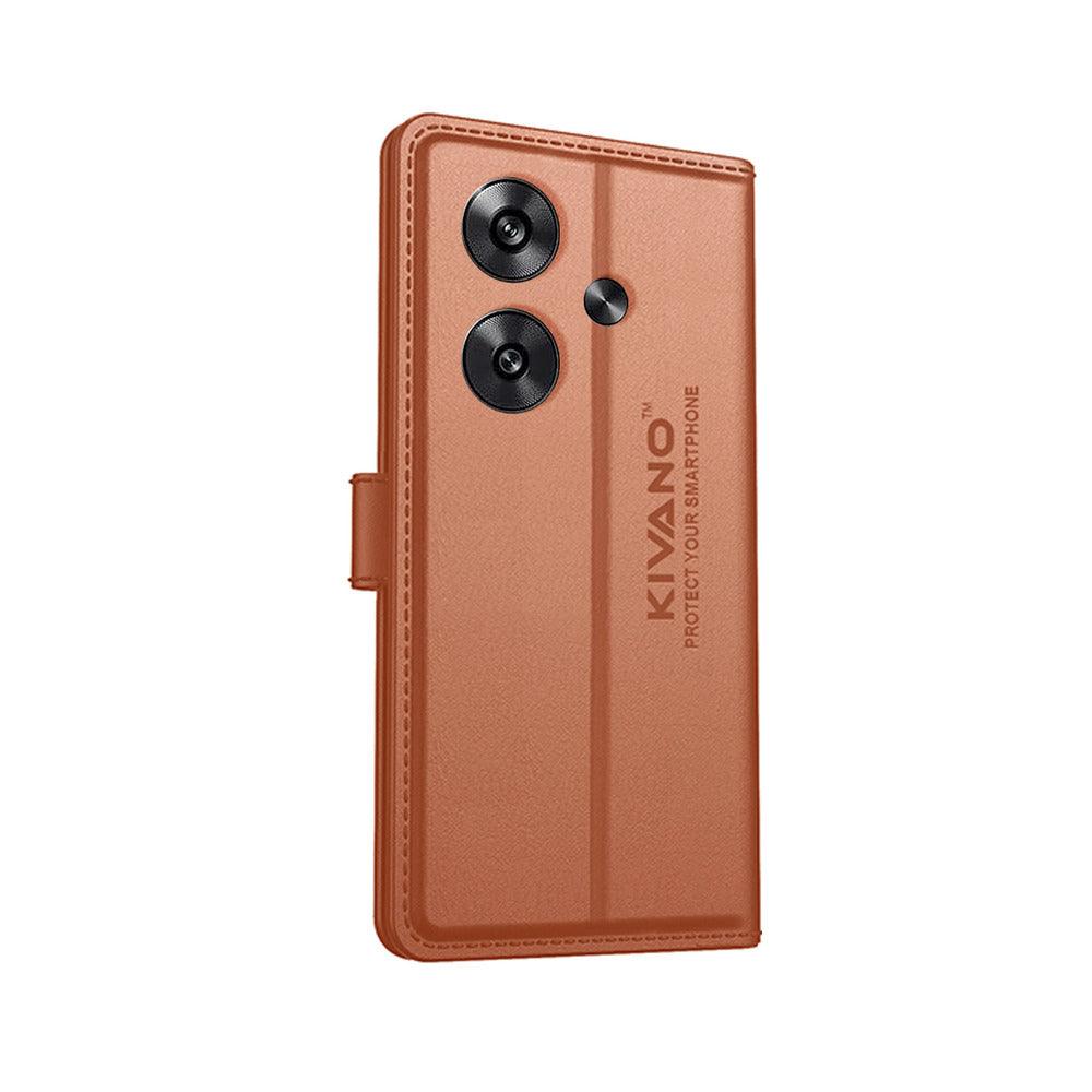 KIVANO Compatible with Poco F6 5G Flip Cover | Leather Finish | Inside Pockets & Inbuilt Stand | Shockproof Wallet Style Magnetic Closure Back Cover Case - Aibex