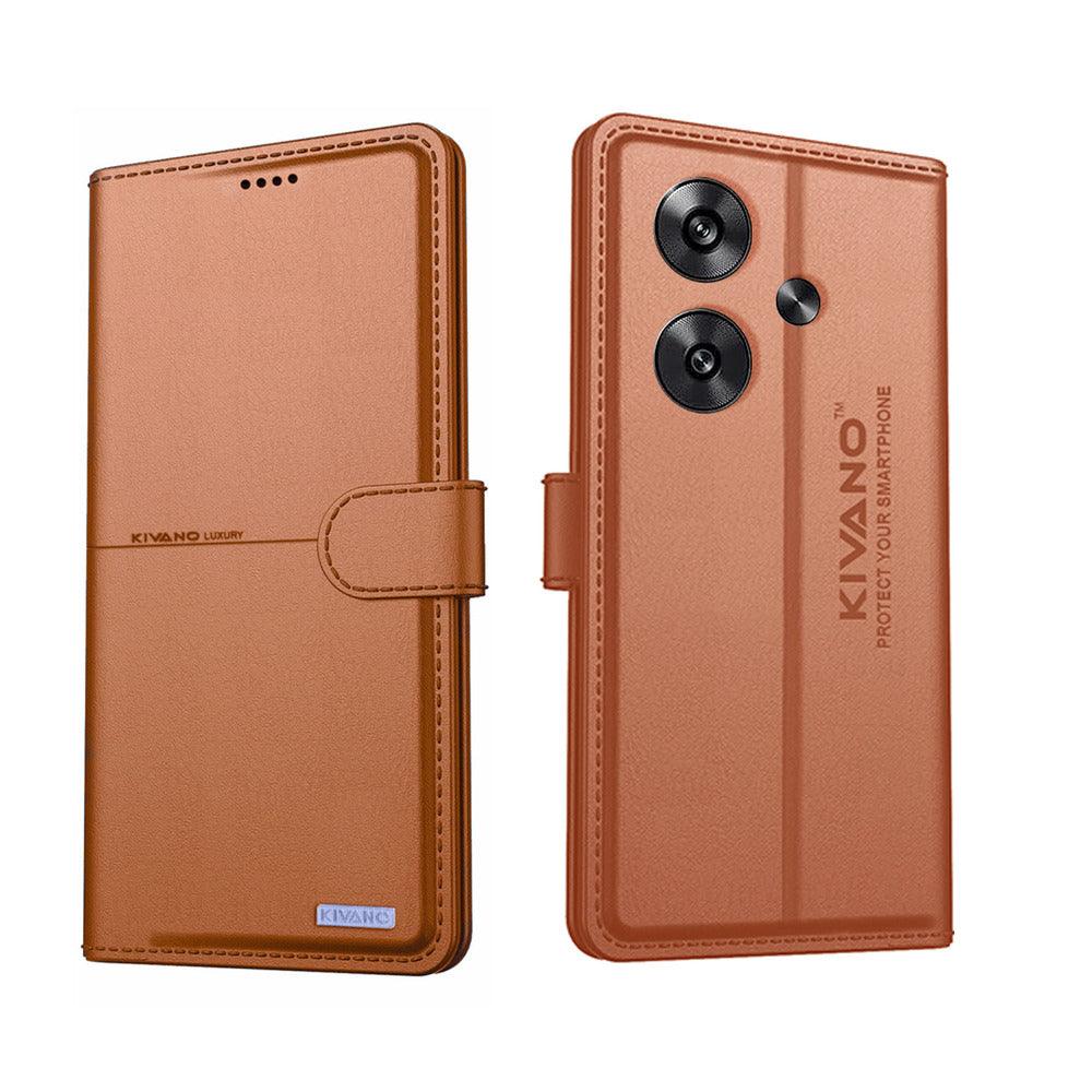 KIVANO Compatible with Poco F6 5G Flip Cover | Leather Finish | Inside Pockets & Inbuilt Stand | Shockproof Wallet Style Magnetic Closure Back Cover Case - Aibex