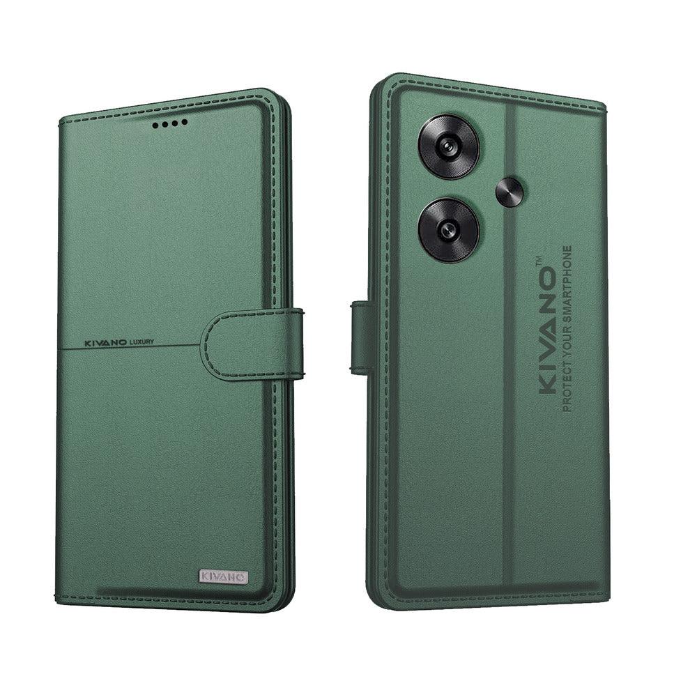 KIVANO Compatible with Poco F6 5G Flip Cover | Leather Finish | Inside Pockets & Inbuilt Stand | Shockproof Wallet Style Magnetic Closure Back Cover Case - Aibex