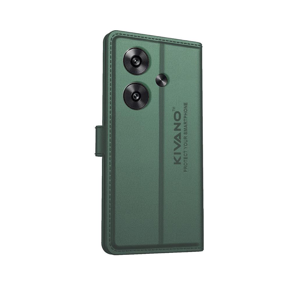 KIVANO Compatible with Poco F6 5G Flip Cover | Leather Finish | Inside Pockets & Inbuilt Stand | Shockproof Wallet Style Magnetic Closure Back Cover Case - Aibex