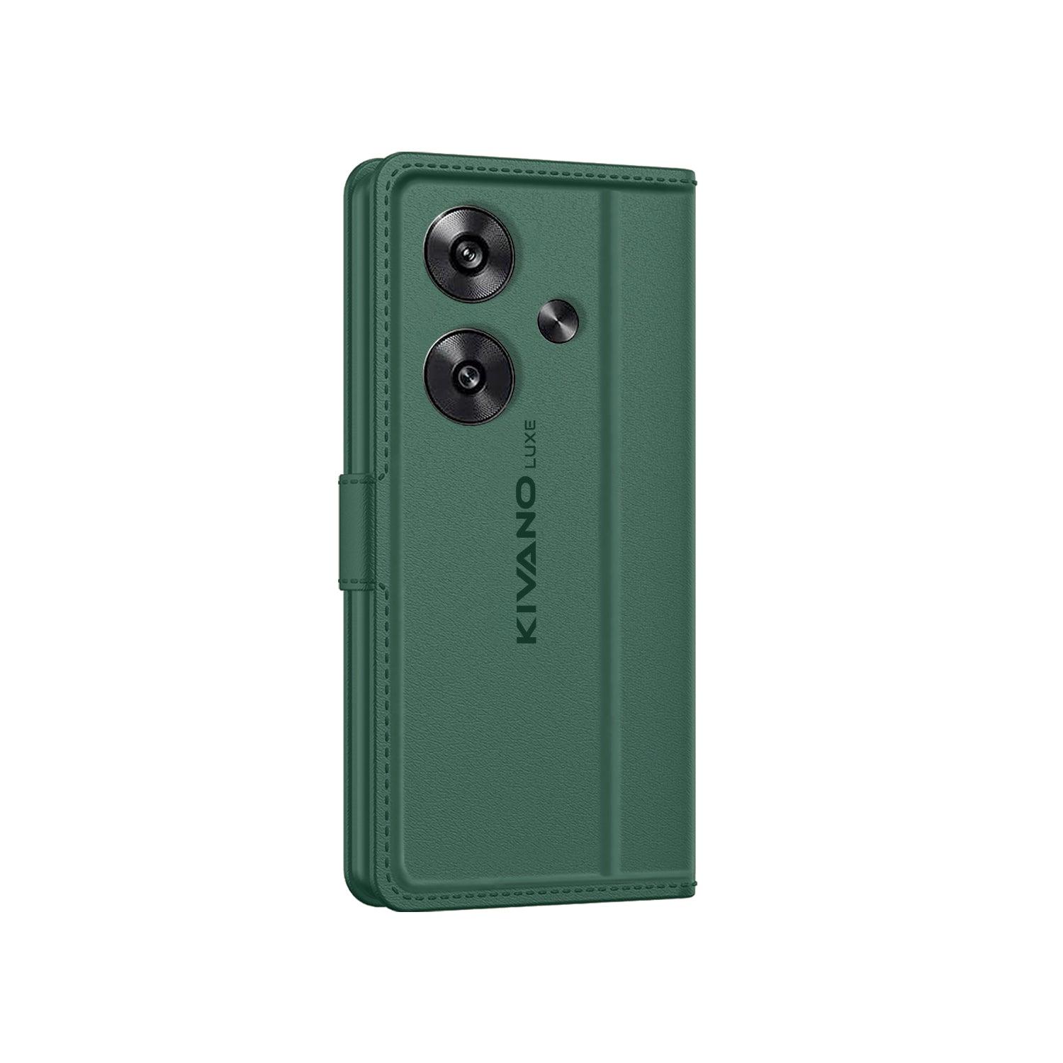 Leather Wallet Case for Poco F6 5G ?Stylish Flip Folio Cover with Card Holder, Stand -KIVANO LUXE - Aibex