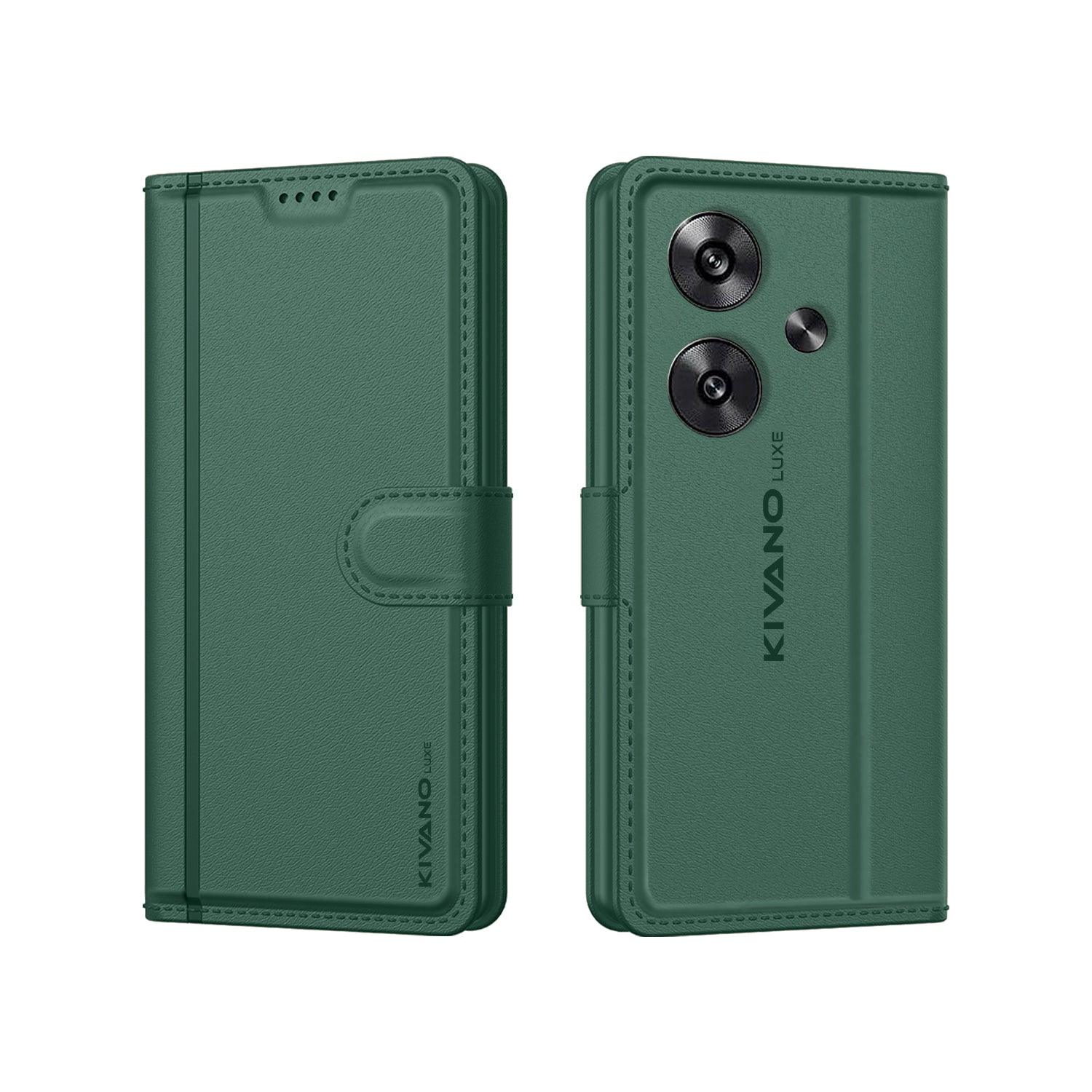 Leather Wallet Case for Poco F6 5G ?Stylish Flip Folio Cover with Card Holder, Stand -KIVANO LUXE - Aibex