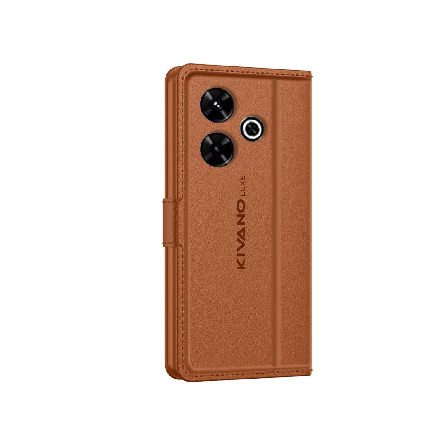 Leather Wallet Case for Redmi 13 5G ?Stylish Flip Folio Cover with Card Holder, Stand -KIVANO LUXE - Aibex