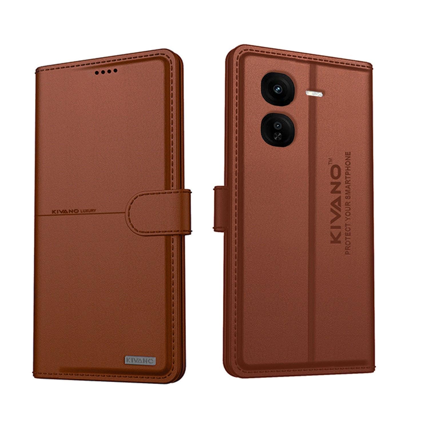 KIVANO Compatible with Iqoo Z9X 5G Flip Cover | Leather Finish | Inside Pockets & Inbuilt Stand | Shockproof Wallet Style Magnetic Closure Back Cover Case - Aibex