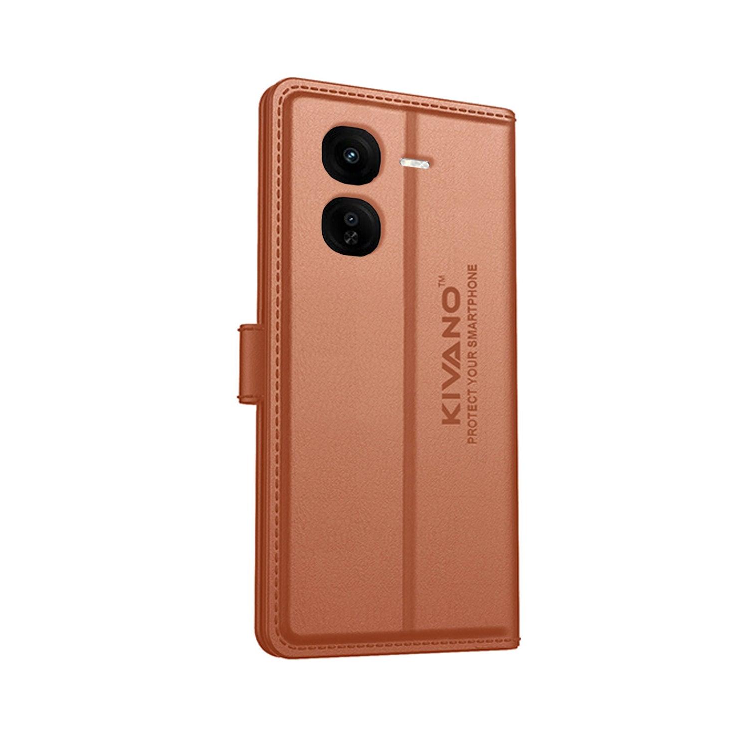 KIVANO Compatible with Iqoo Z9X 5G Flip Cover | Leather Finish | Inside Pockets & Inbuilt Stand | Shockproof Wallet Style Magnetic Closure Back Cover Case - Aibex