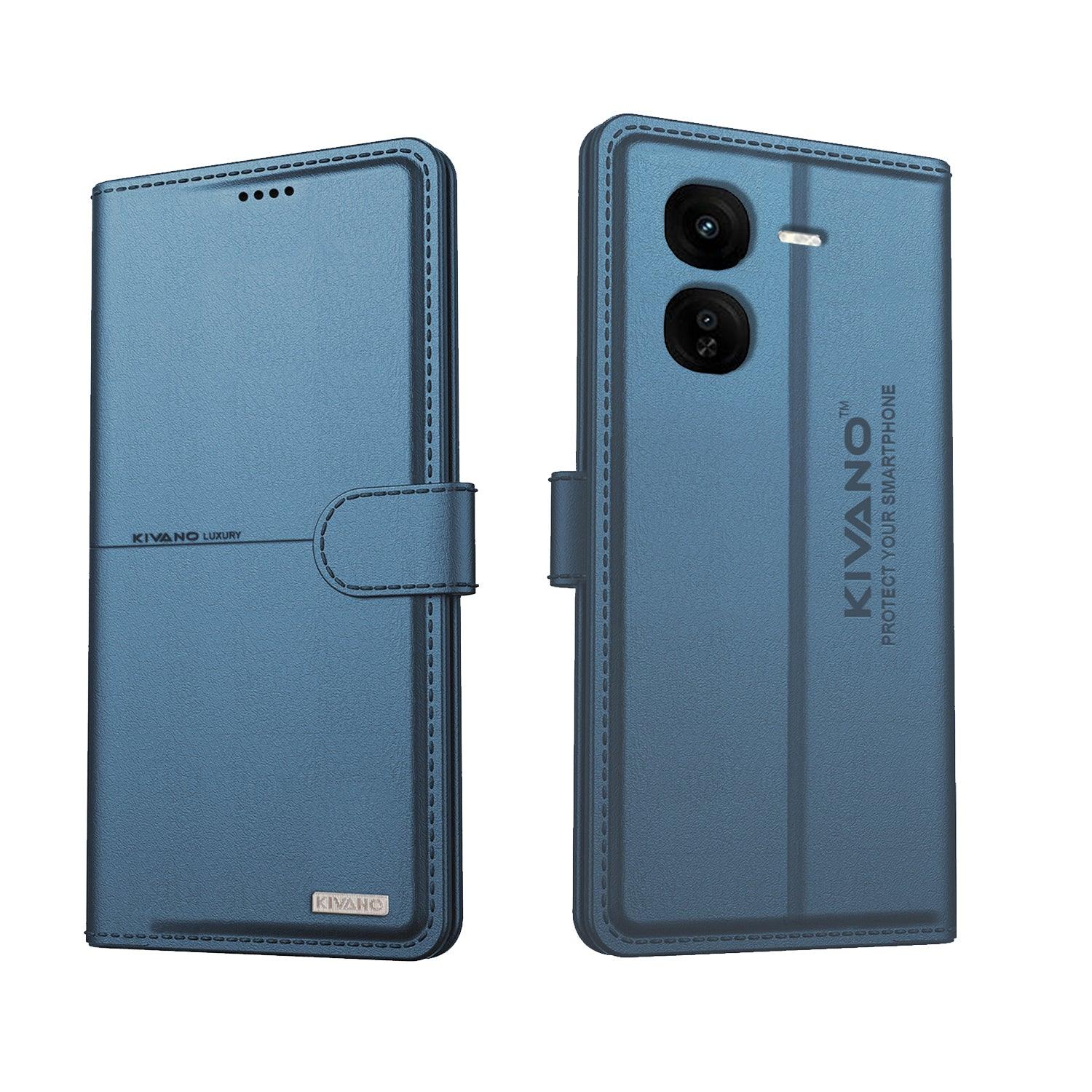KIVANO Compatible with Iqoo Z9X 5G Flip Cover | Leather Finish | Inside Pockets & Inbuilt Stand | Shockproof Wallet Style Magnetic Closure Back Cover Case - Aibex