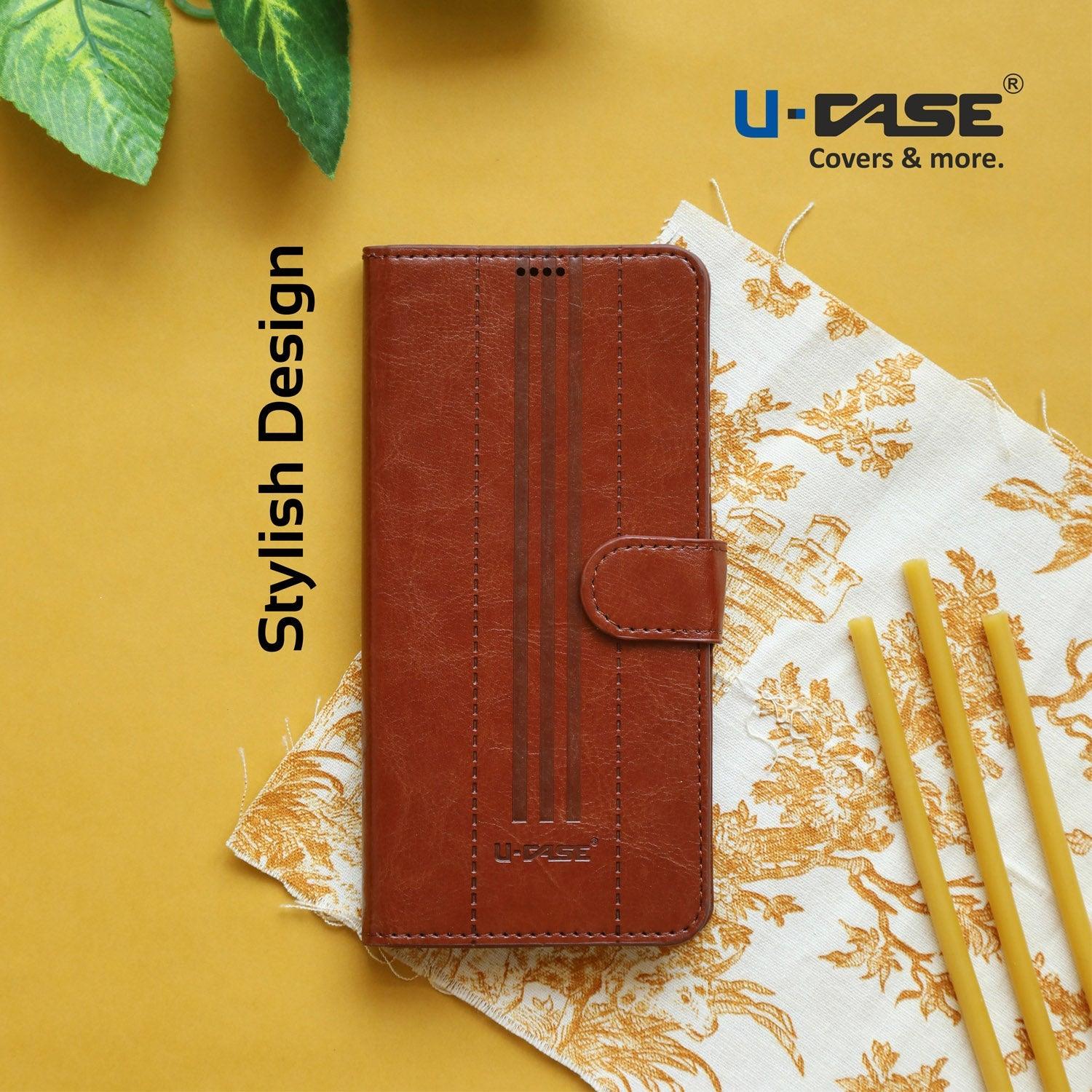 U-CASE Flip Cover for Oppo A12, Realme 2 Pro, Realme U1,Oppo F9 Pro, Oppo A5s, Oppo A7, Oppo A11K Vegan Foldable Stand & Pocket Magnetic Closure - Aibex