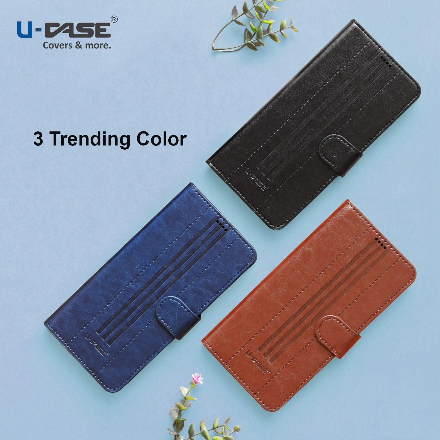 U-CASE Flip Cover for Xiaomi Redmi Note 11 Vegan Foldable Stand & Pocket Magnetic Closure - Aibex