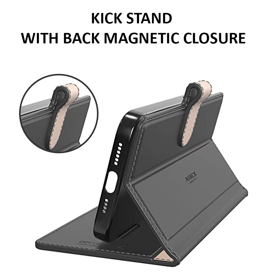 Xiaomi MI 11 Aibex PU Leather Flip Cover Foldable Stand & Pocket Magnetic Closure Black right view