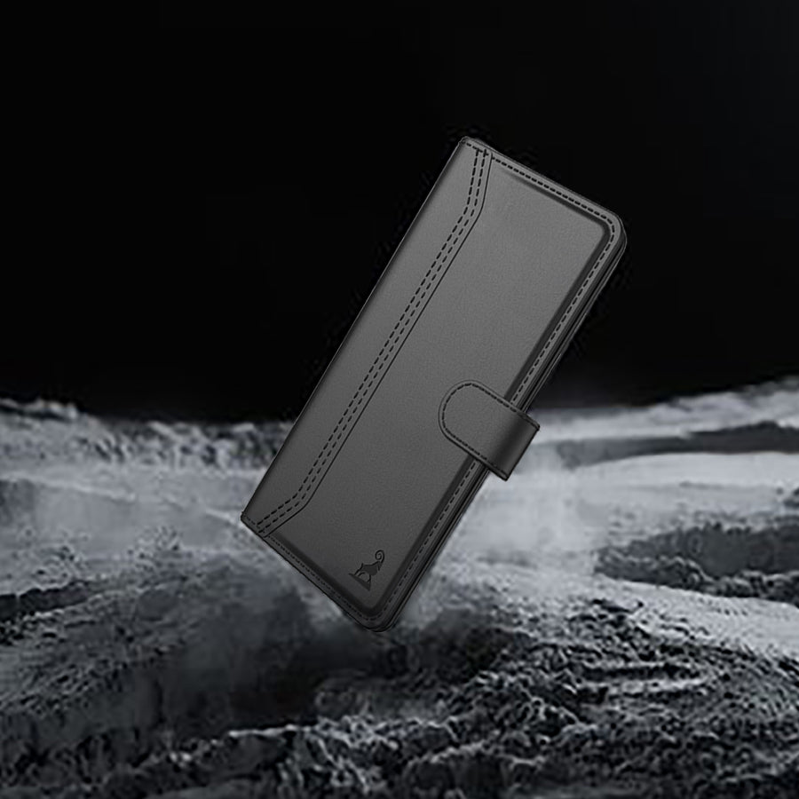 Motorola Edge 40 Neo Aibex PU Leather Flip Cover Foldable Stand & Pocket Magnetic Closure Black left
