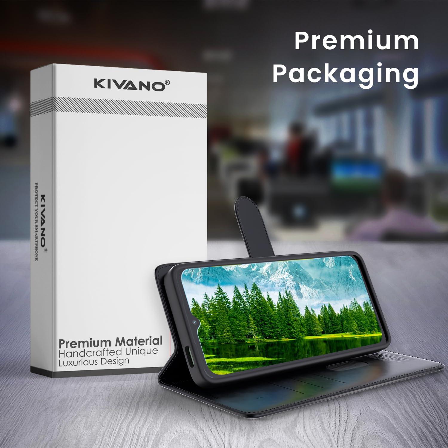 Leather Wallet Case for Vivo V25 Pro ?Stylish Flip Folio Cover with Card Holder, Stand, Ideal for Both Men and Women -KIVANO LUXE - Aibex