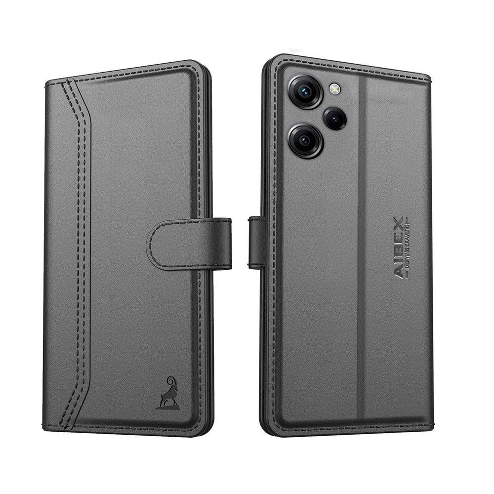 Xiaomi Redmi 12 Aibex PU Leather Flip Cover Foldable Stand & Pocket Magnetic Closure - Aibex