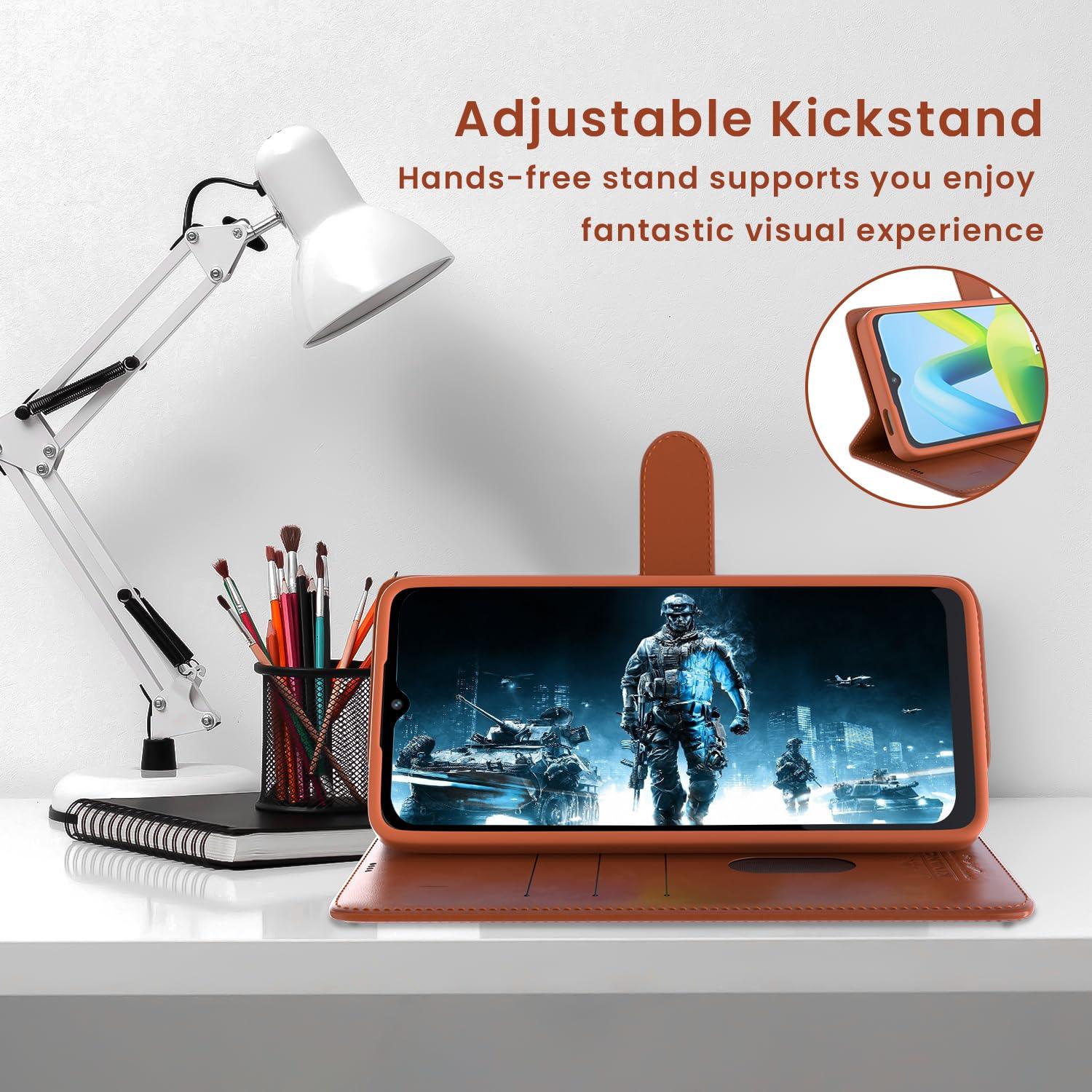 Leather Wallet Case for Vivo Y95 / Vivo Y93 / Vivo Y91 ?Stylish Flip Folio Cover with Card Holder, Stand -KIVANO LUXE - Aibex