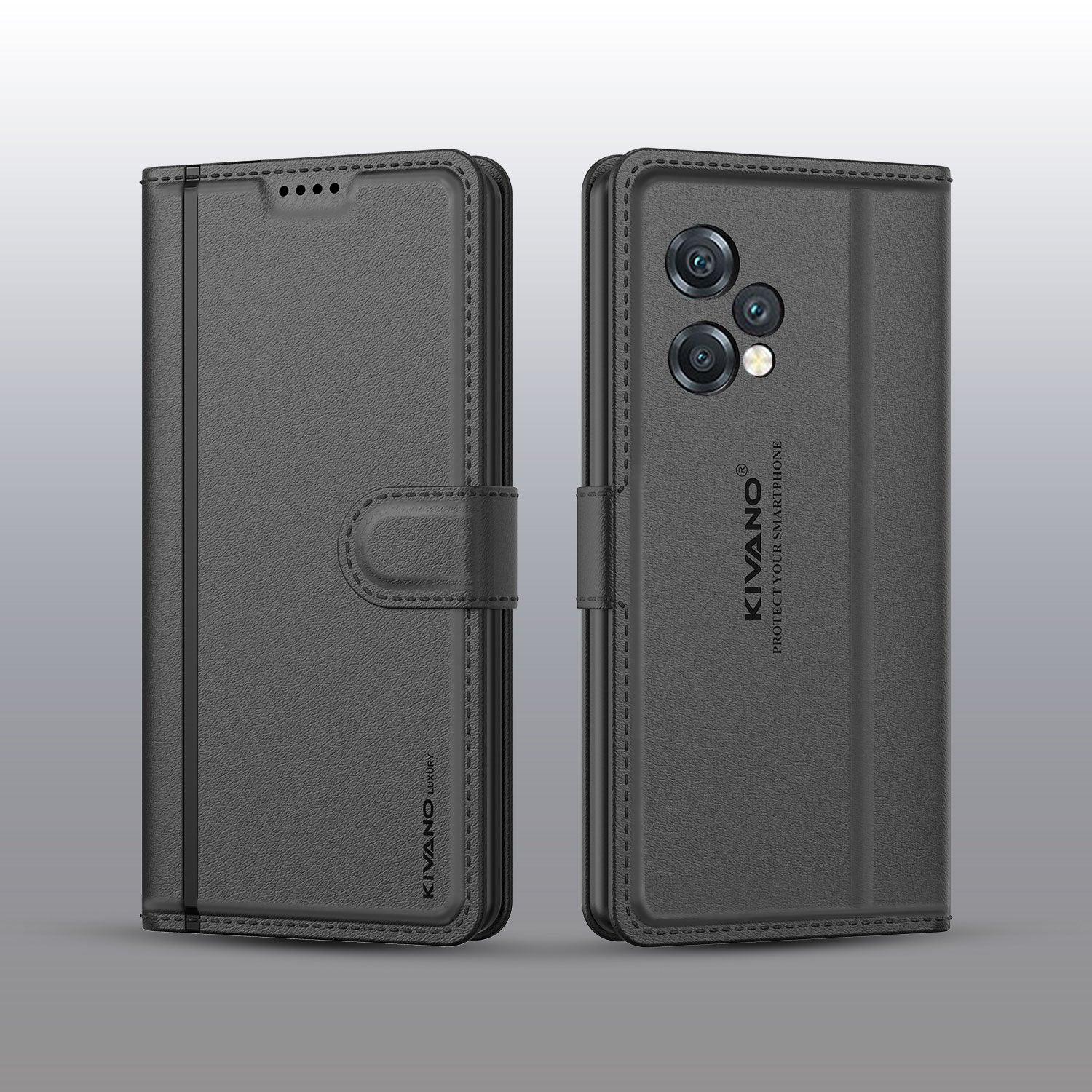 Leather Wallet Case for Oneplus 12R 5G ?Stylish Flip Folio Cover with Card Holder, Stand -KIVANO LUXE - Aibex