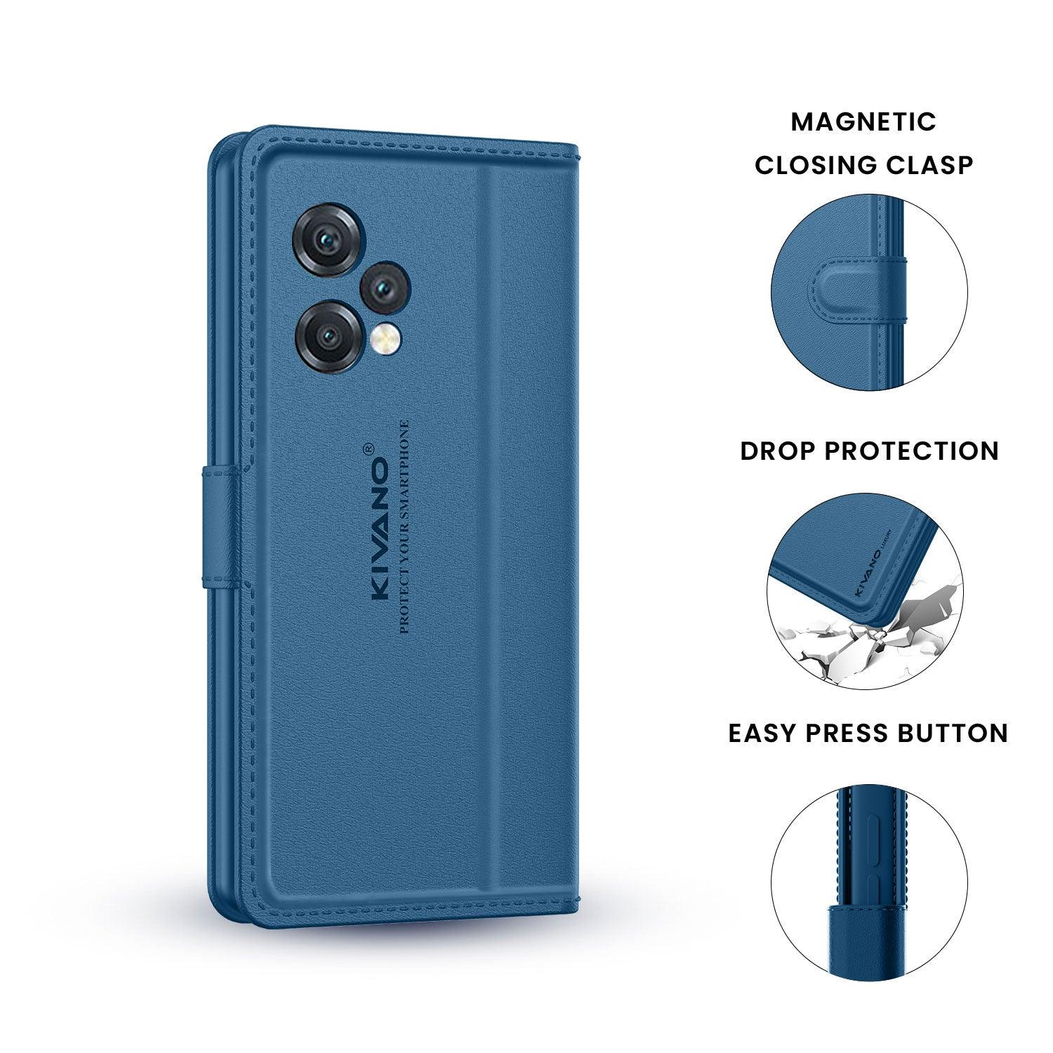 Leather Wallet Case for Poco C55/ Xiaomi Redmi 12C ?Stylish Flip Folio Cover with Card Holder, Stand -KIVANO LUXE - Aibex