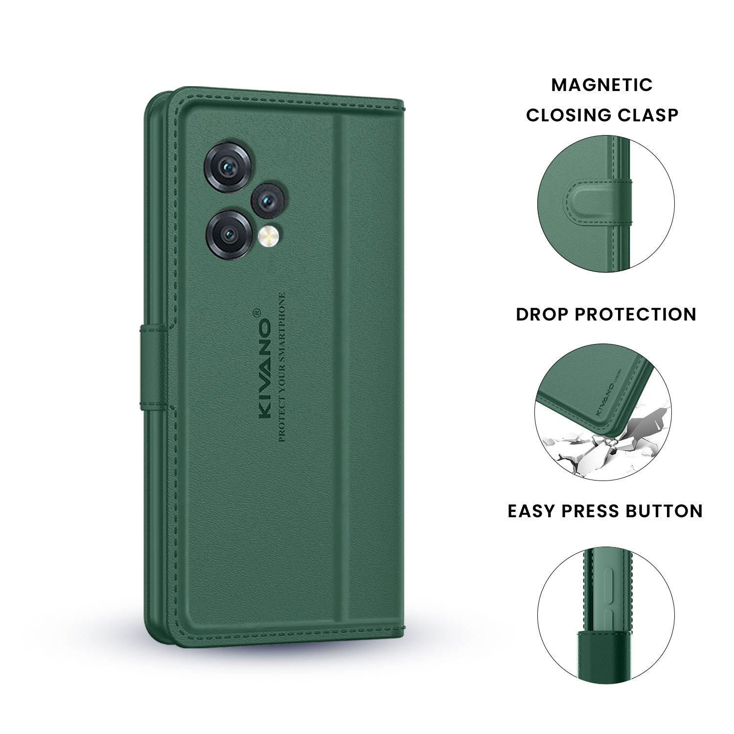 Leather Wallet Case for Oppo A79 5G ?Stylish Flip Folio Cover with Card Holder, Stand, and RFID Protection -KIVANO LUXE - Aibex