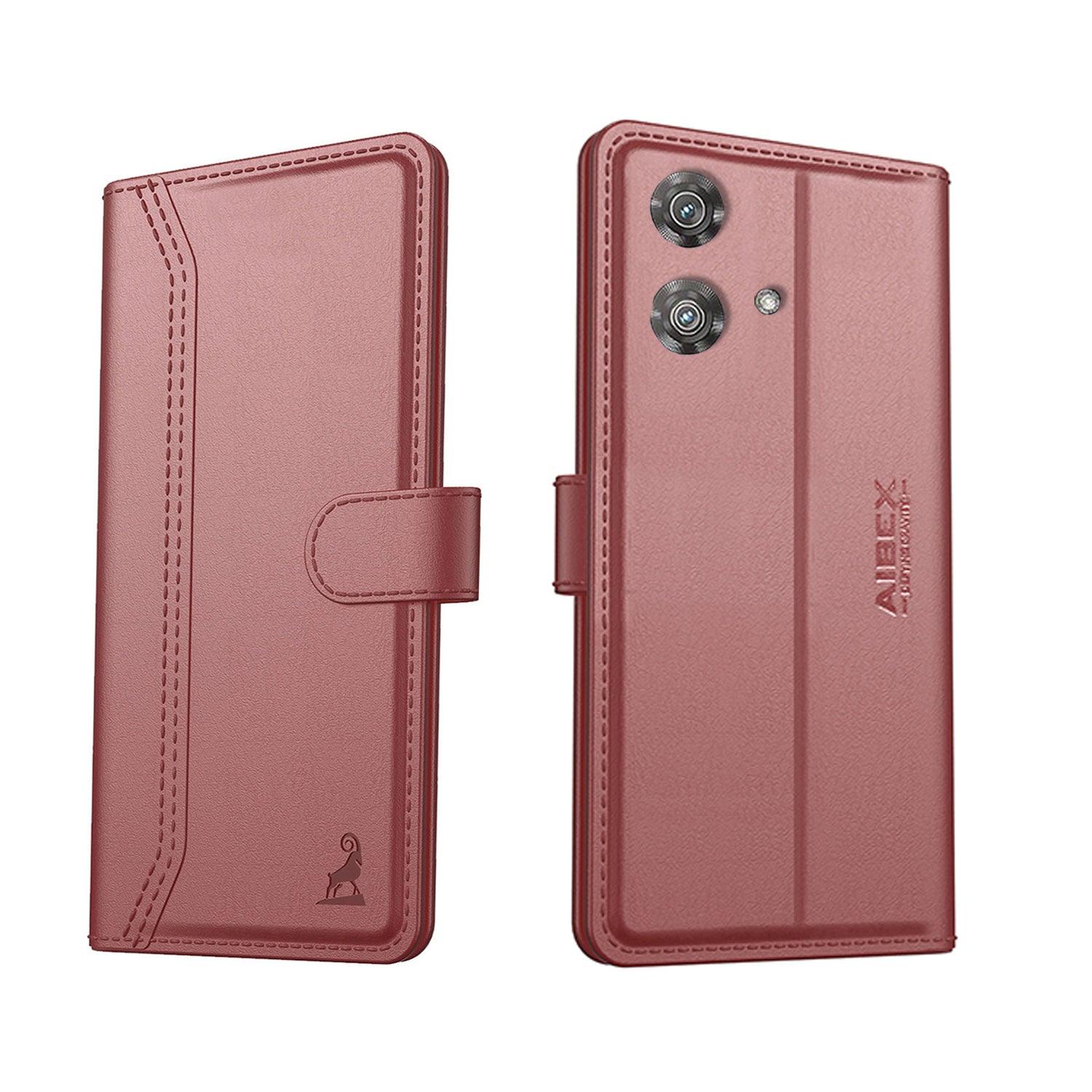 Motorola Edge 40 Neo Aibex PU Leather Flip Cover Foldable Stand & Pocket Magnetic Closure - Aibex