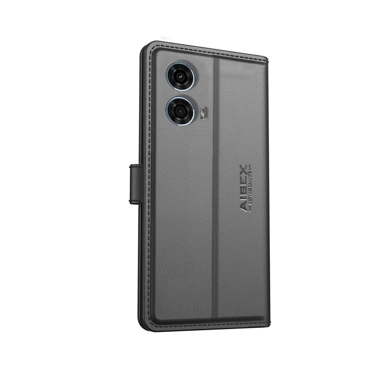 Motorola Moto G24 Power Aibex PU Leather Flip Cover Foldable Stand & Pocket Magnetic Closure - Aibex