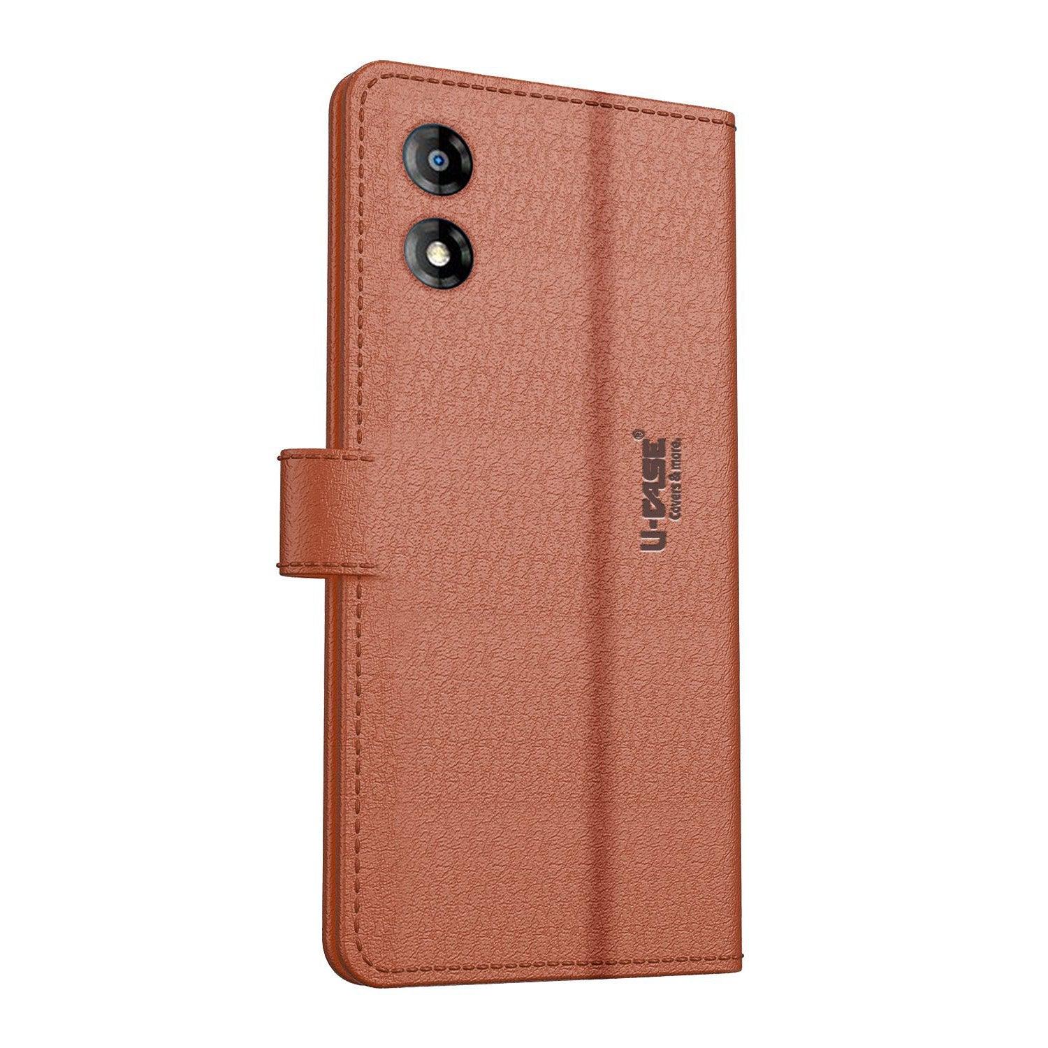 U-CASE Flip Cover for Motorola E13 4G Vegan Foldable Stand & Pocket Magnetic Closure - Aibex