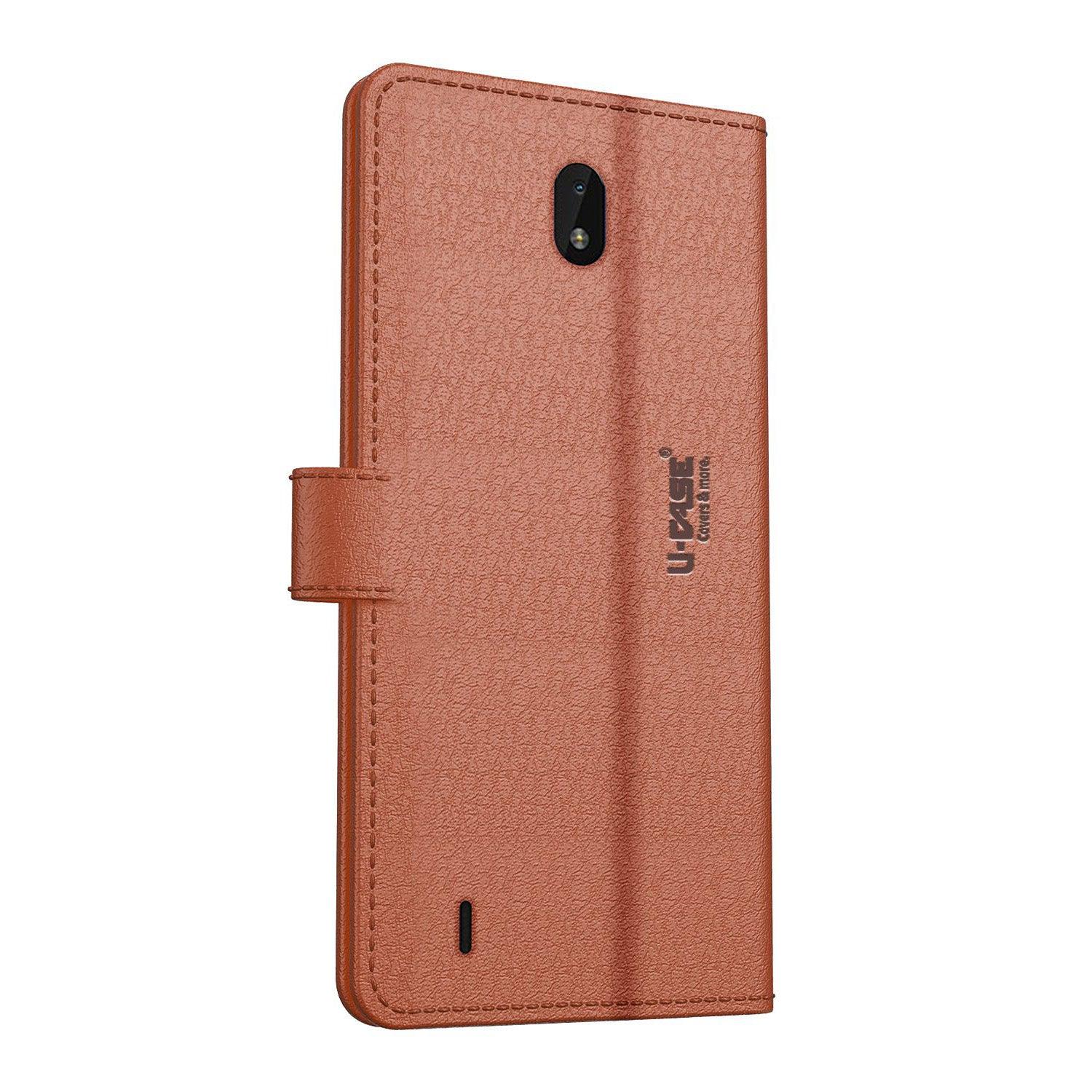 U-CASE Flip Cover for Nokia C01 Plus Vegan Foldable Stand & Pocket Magnetic Closure - Aibex