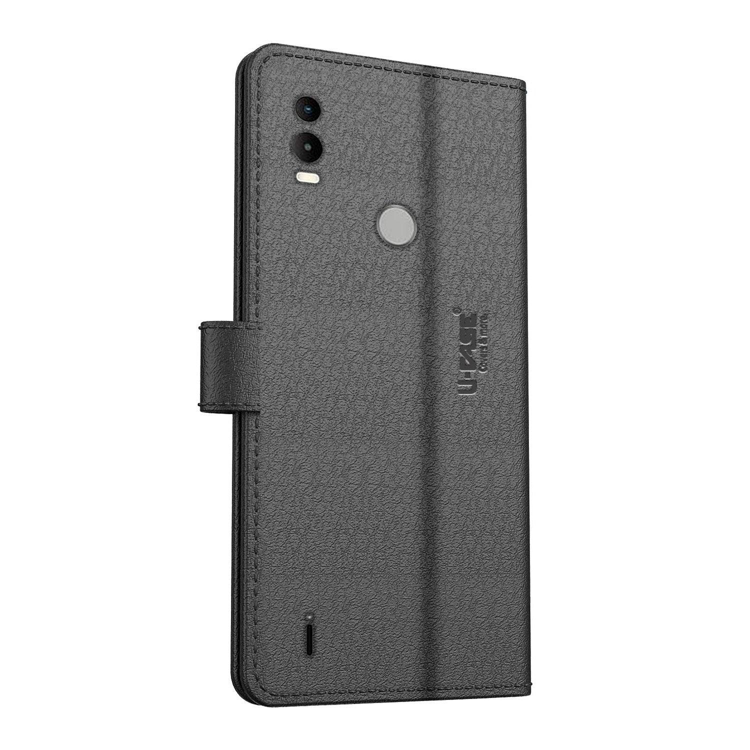 U-CASE Flip Cover for Nokia C21 Plus Vegan Foldable Stand & Pocket Magnetic Closure - Aibex