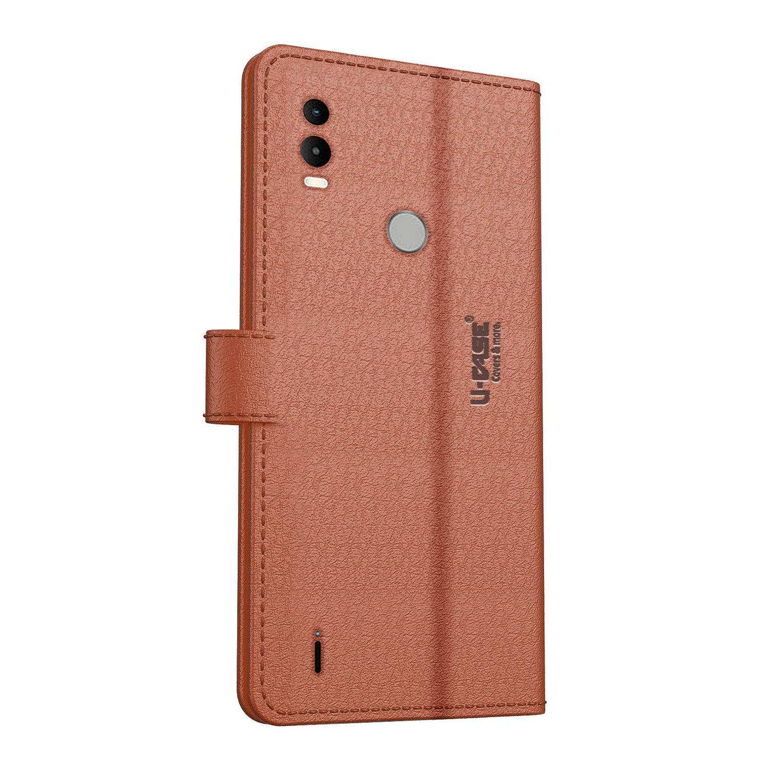 U-CASE Flip Cover for Nokia C21 Plus Vegan Foldable Stand & Pocket Magnetic Closure - Aibex