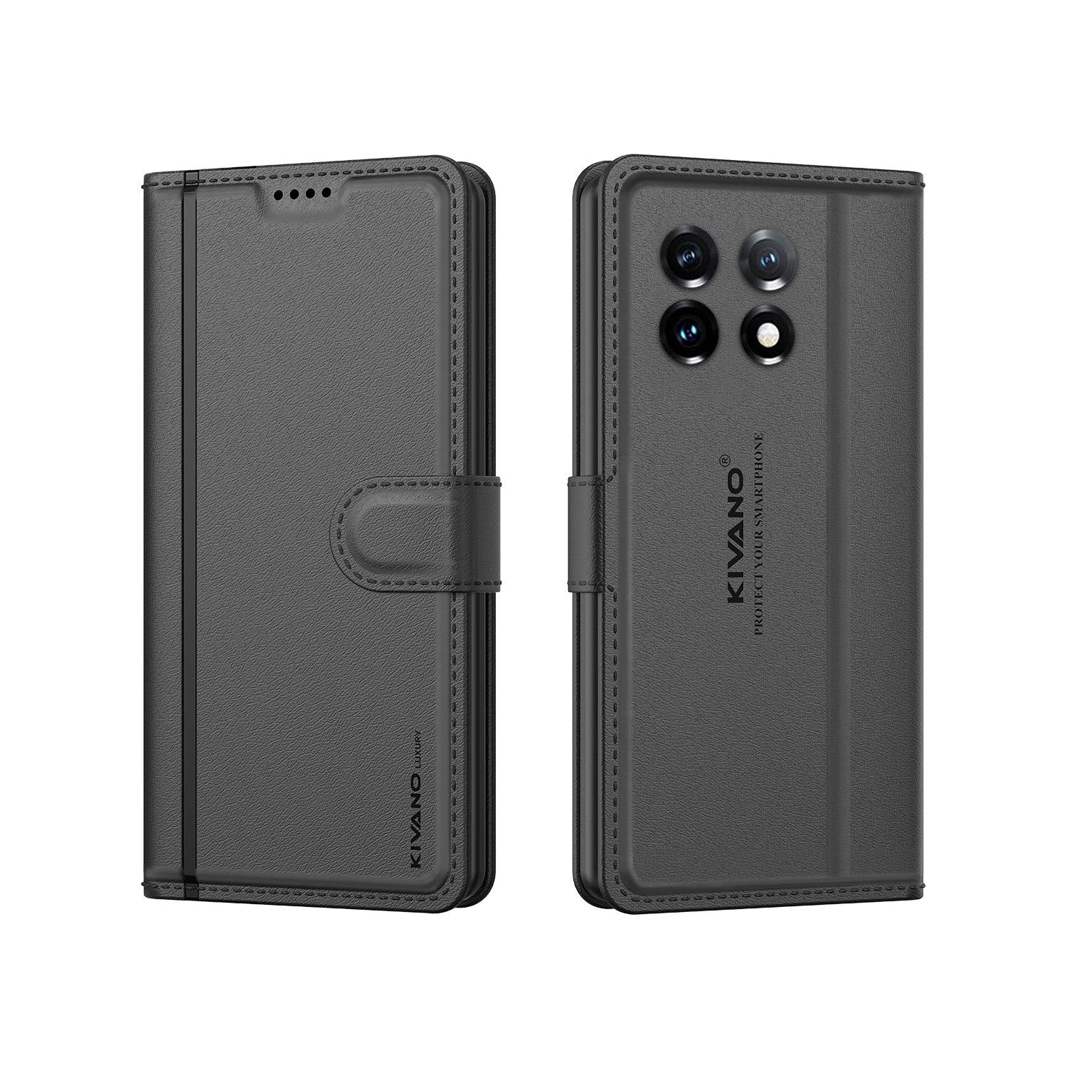 Leather Wallet Case for OnePlus 11 5G ?Stylish Flip Folio Cover with Card Holder, Stand, and RFID Protection -KIVANO LUXE - Aibex