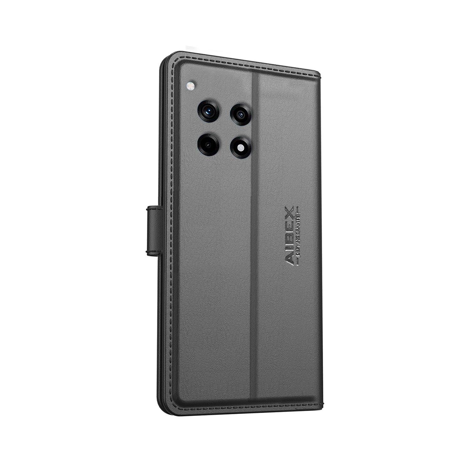 OnePlus 12R 5G Aibex PU Leather Flip Cover Foldable Stand & Pocket Magnetic Closure - Aibex