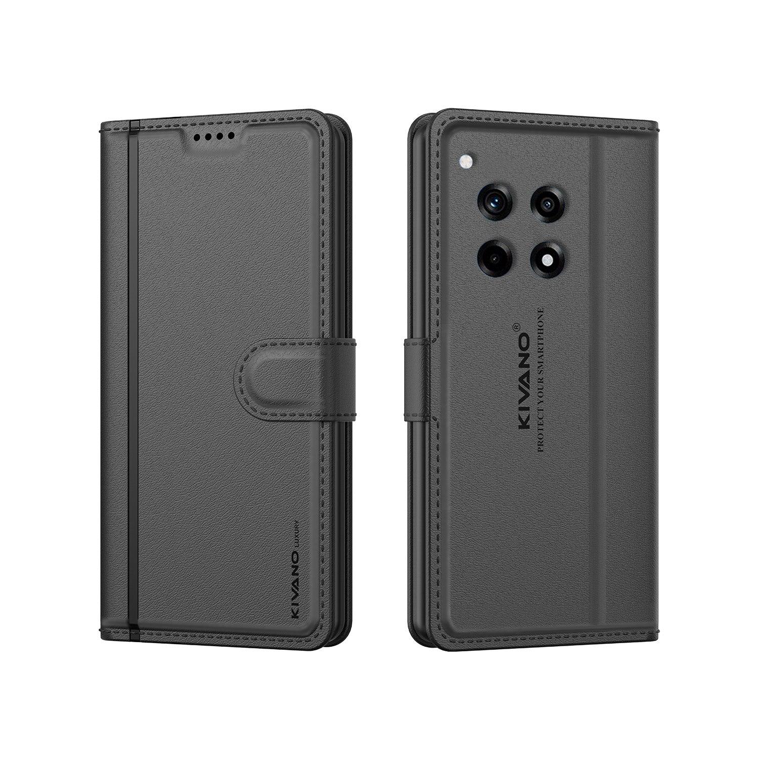 Leather Wallet Case for Oneplus 12R 5G ?Stylish Flip Folio Cover with Card Holder, Stand -KIVANO LUXE - Aibex