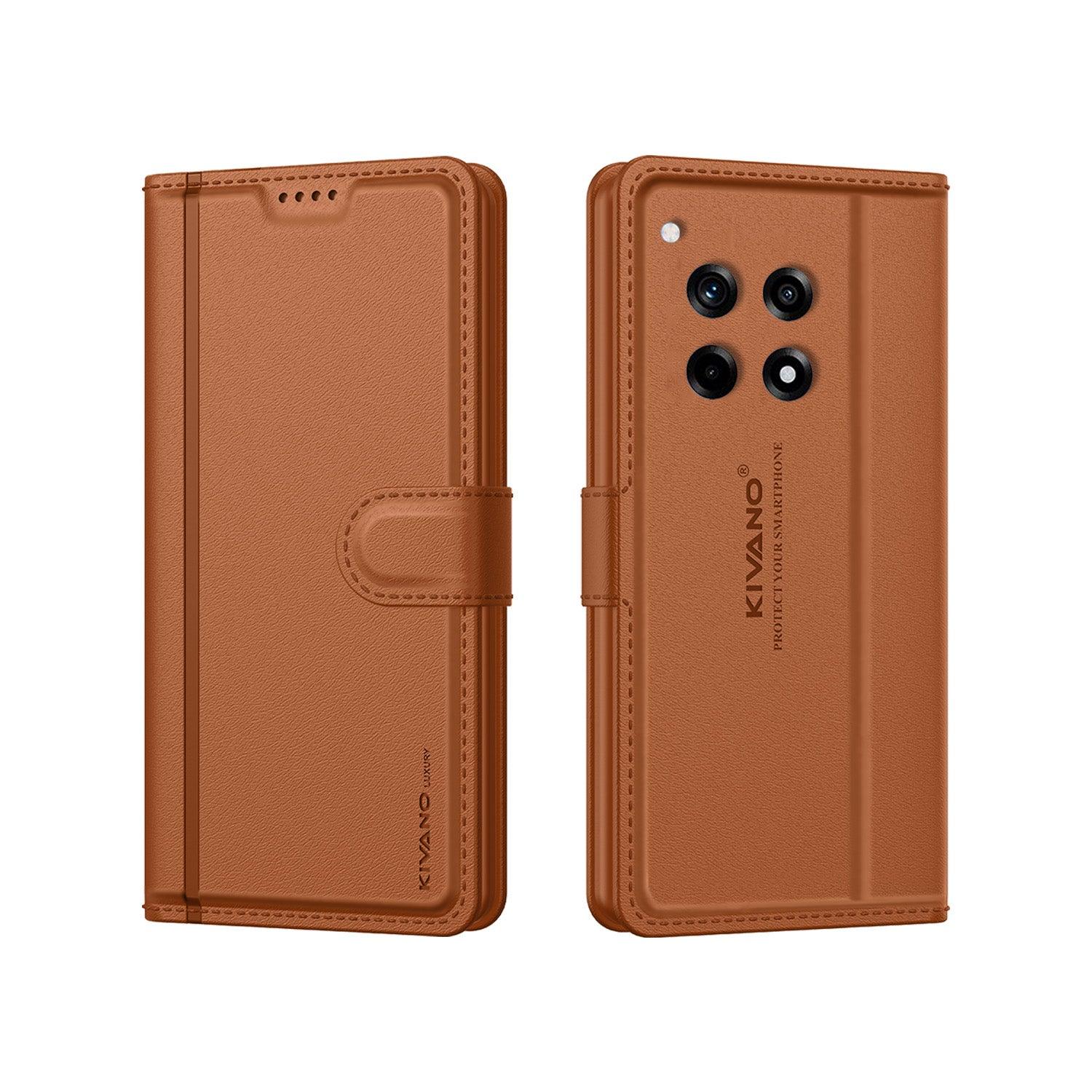 Leather Wallet Case for Oneplus 12 5G ?Stylish Flip Folio Cover with Card Holder, Stand -KIVANO LUXE - Aibex