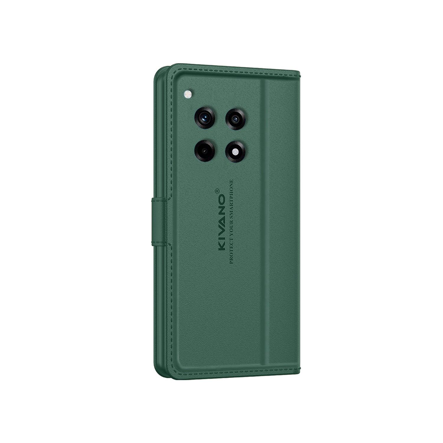 Leather Wallet Case for Oneplus 12R 5G ?Stylish Flip Folio Cover with Card Holder, Stand -KIVANO LUXE - Aibex