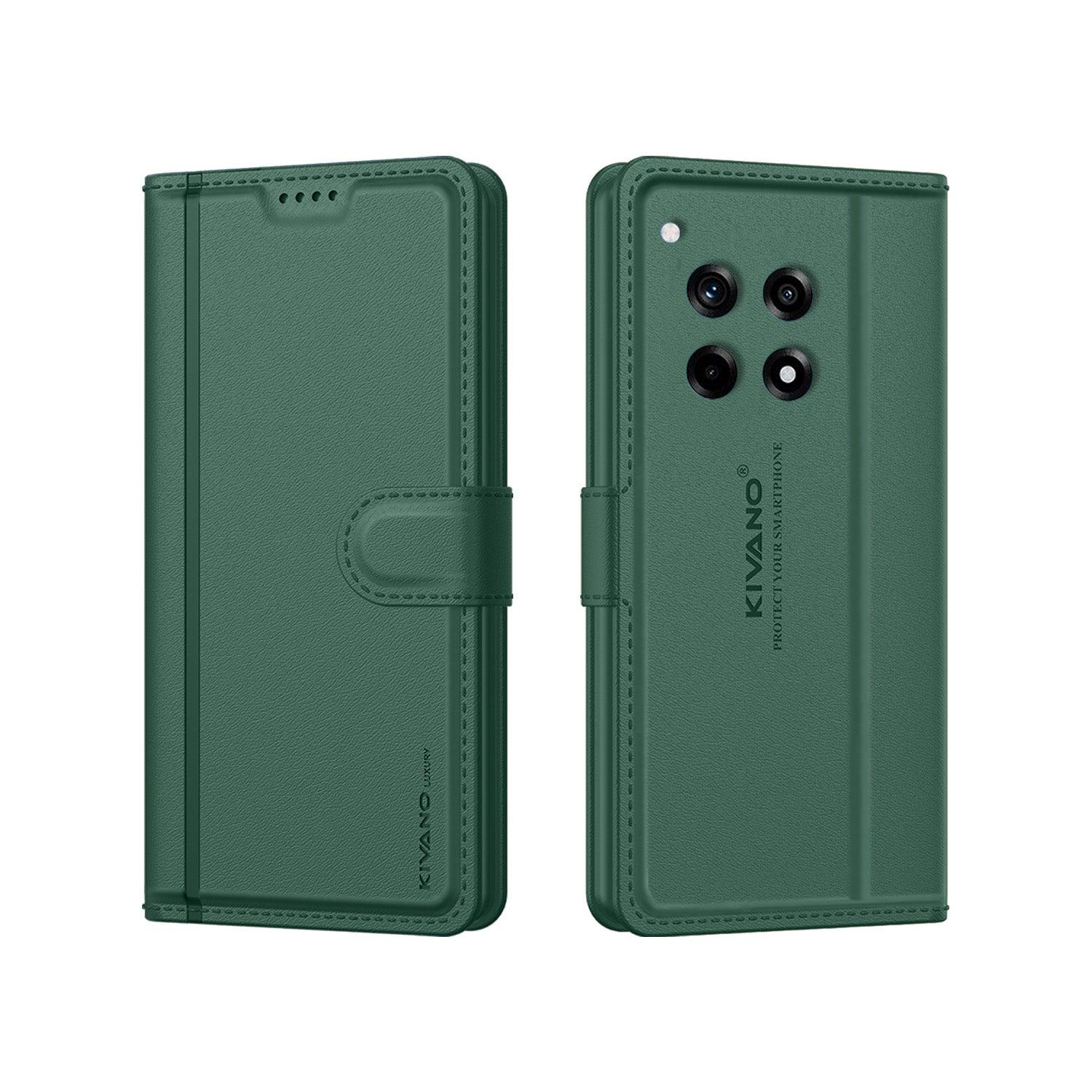 Leather Wallet Case for Oneplus 12R 5G ?Stylish Flip Folio Cover with Card Holder, Stand -KIVANO LUXE - Aibex