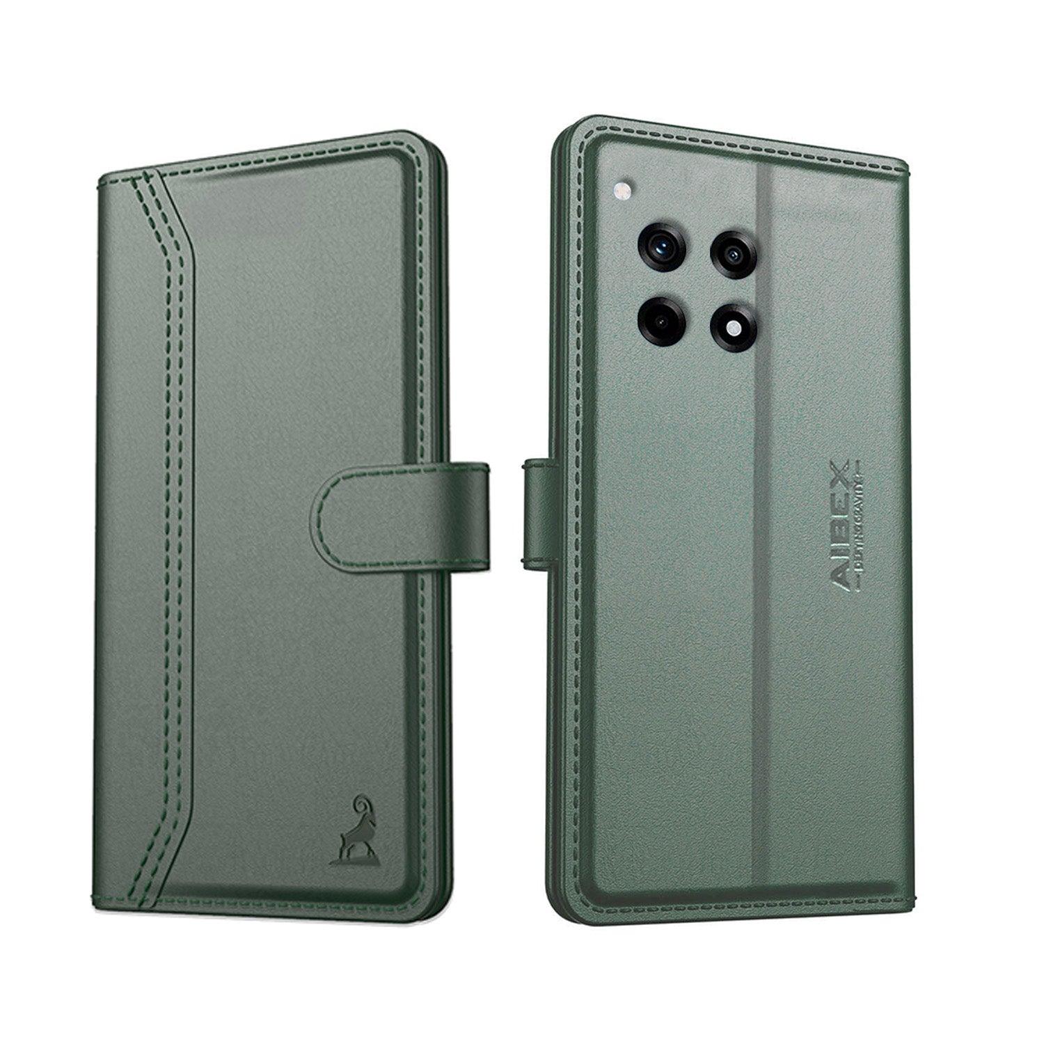 OnePlus 12R 5G Aibex PU Leather Flip Cover Foldable Stand & Pocket Magnetic Closure - Aibex