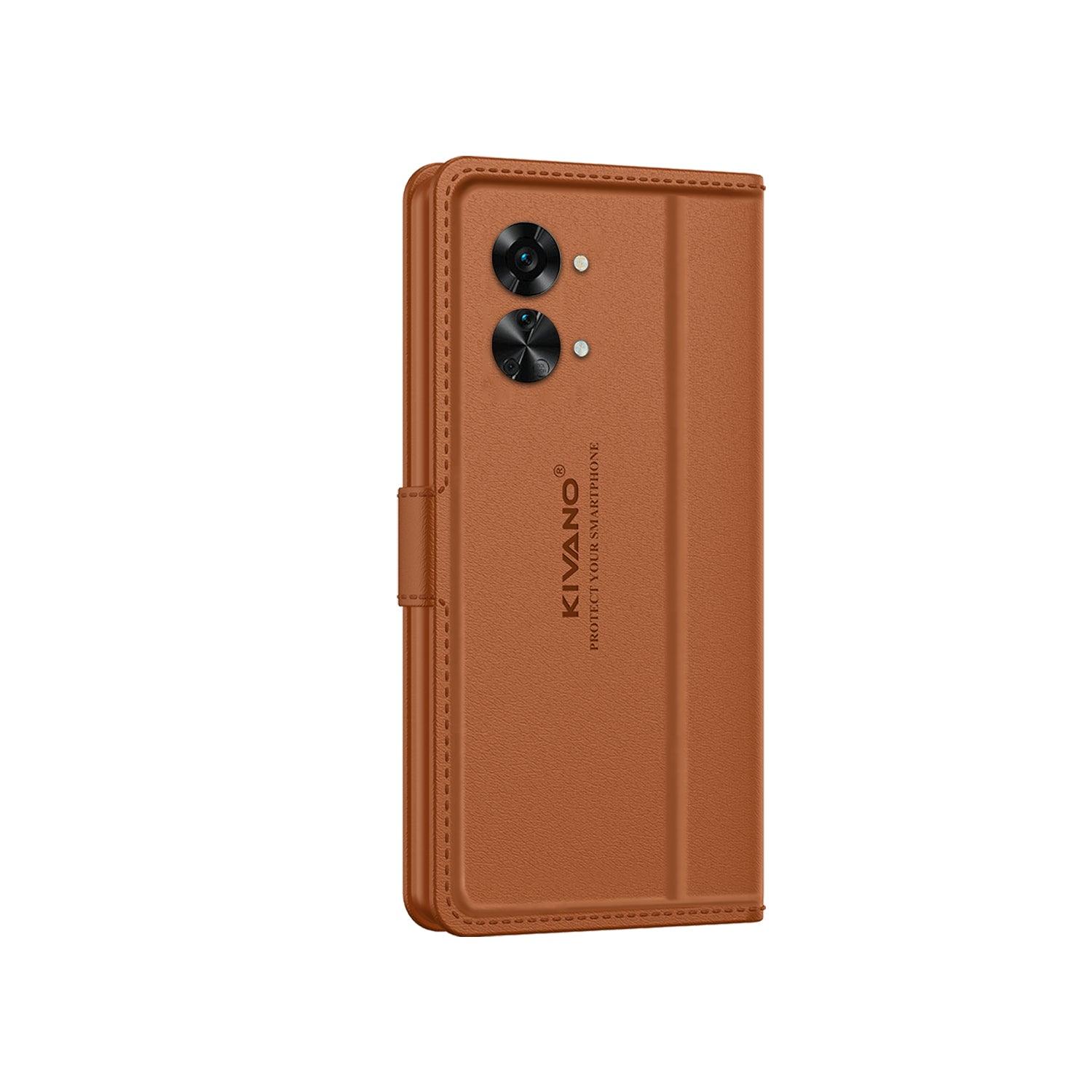 Leather Wallet Case for OnePlus Nord 2T 5G ?Stylish Flip Folio Cover with Card Holder, Stand -KIVANO LUXE - Aibex