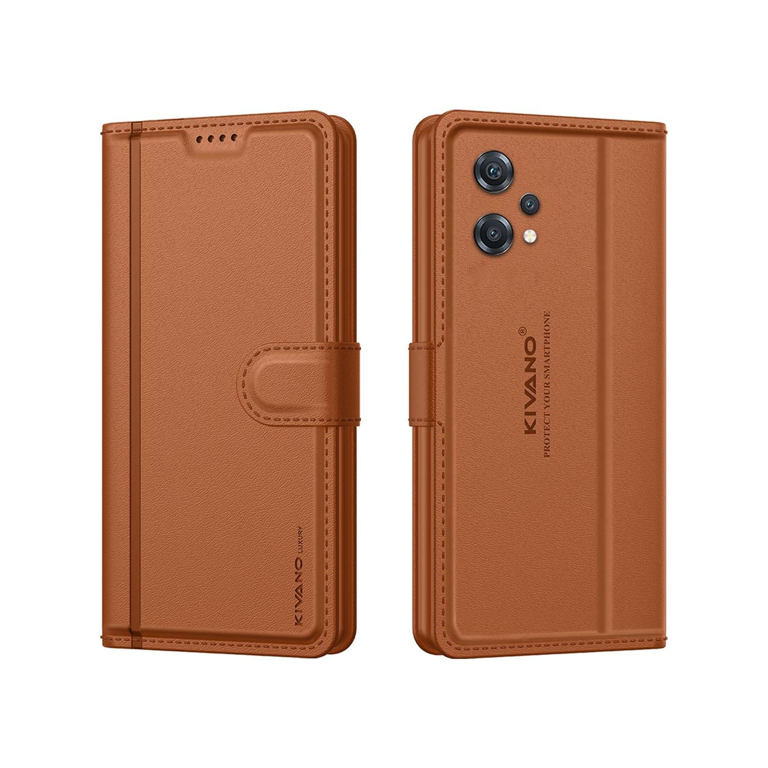 Leather Wallet Case for OnePlus Nord CE 2 Lite 5G ?Stylish Flip Folio Cover with Card Holder, Stand -KIVANO LUXE - Aibex