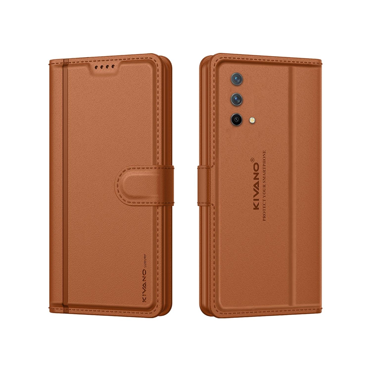 Leather Wallet Case for OnePlus Nord CE 5G ?Stylish Flip Folio Cover with Card Holder, Stand -KIVANO LUXE - Aibex