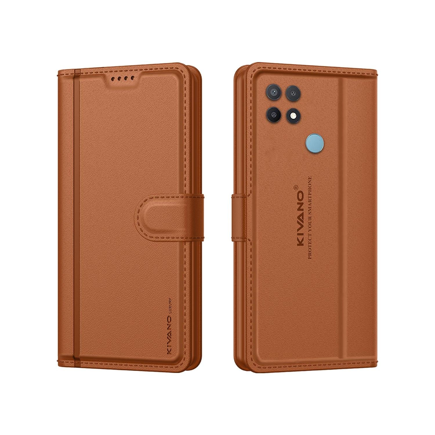 Leather Wallet Case for Oppo A15 / Oppo A15s ?Stylish Flip Folio Cover with Card Holder, Stand-KIVANO LUXE - Aibex