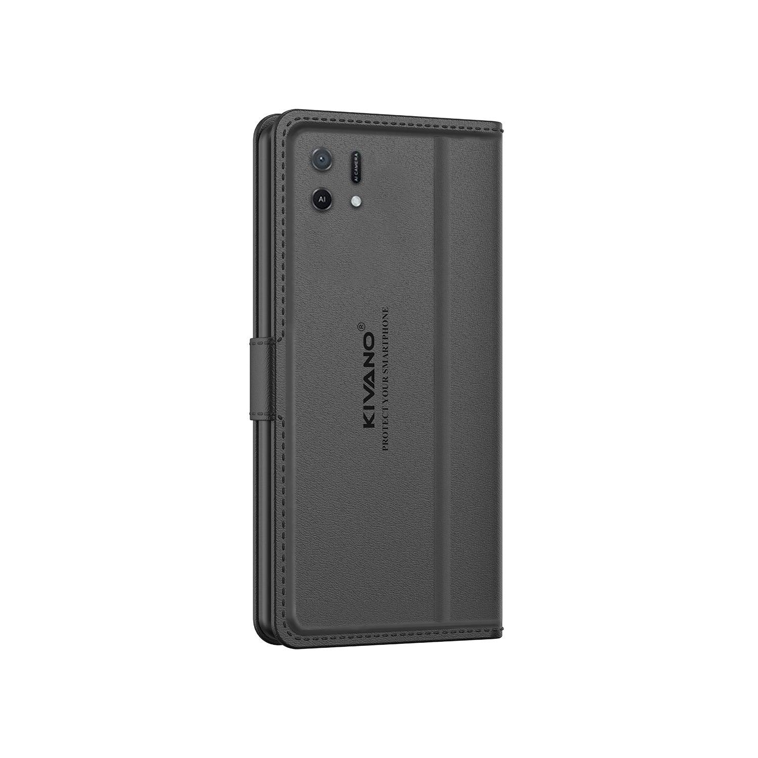 Leather Wallet Case for Oppo A16K / Oppo A16e ?Stylish Flip Folio Cover with Card Holder, Stand -KIVANO LUXE - Aibex