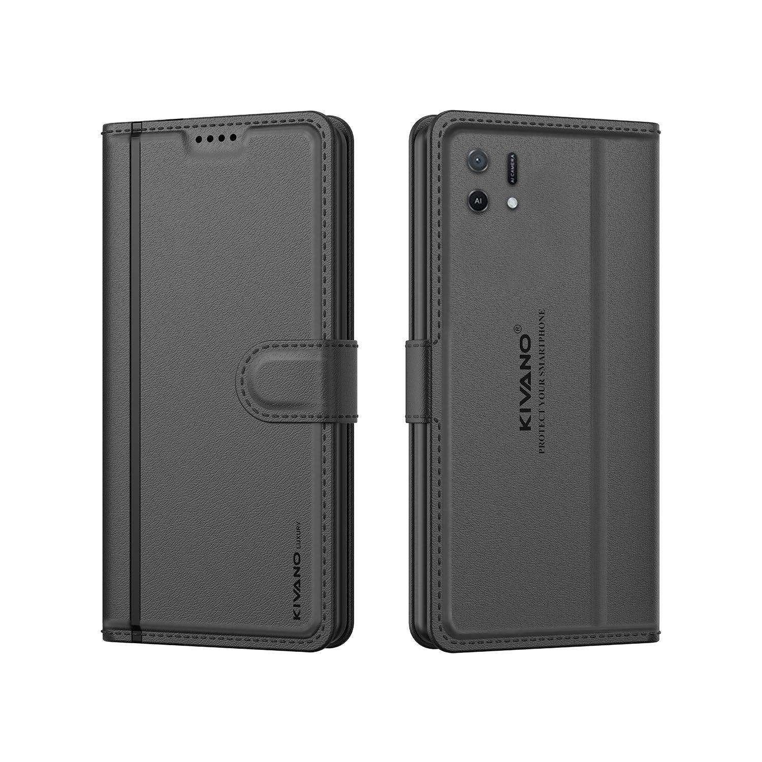 Leather Wallet Case for Oppo A16K / Oppo A16e ?Stylish Flip Folio Cover with Card Holder, Stand -KIVANO LUXE - Aibex