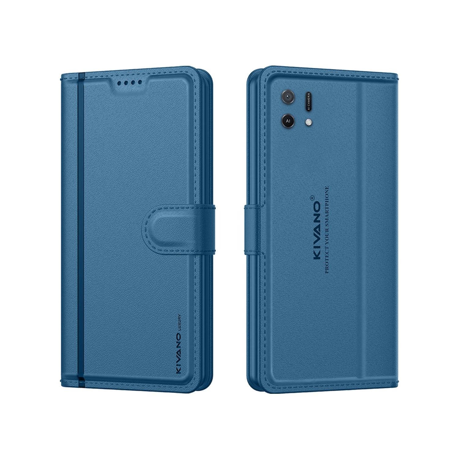 Leather Wallet Case for Oppo A16K / Oppo A16e ?Stylish Flip Folio Cover with Card Holder, Stand -KIVANO LUXE - Aibex