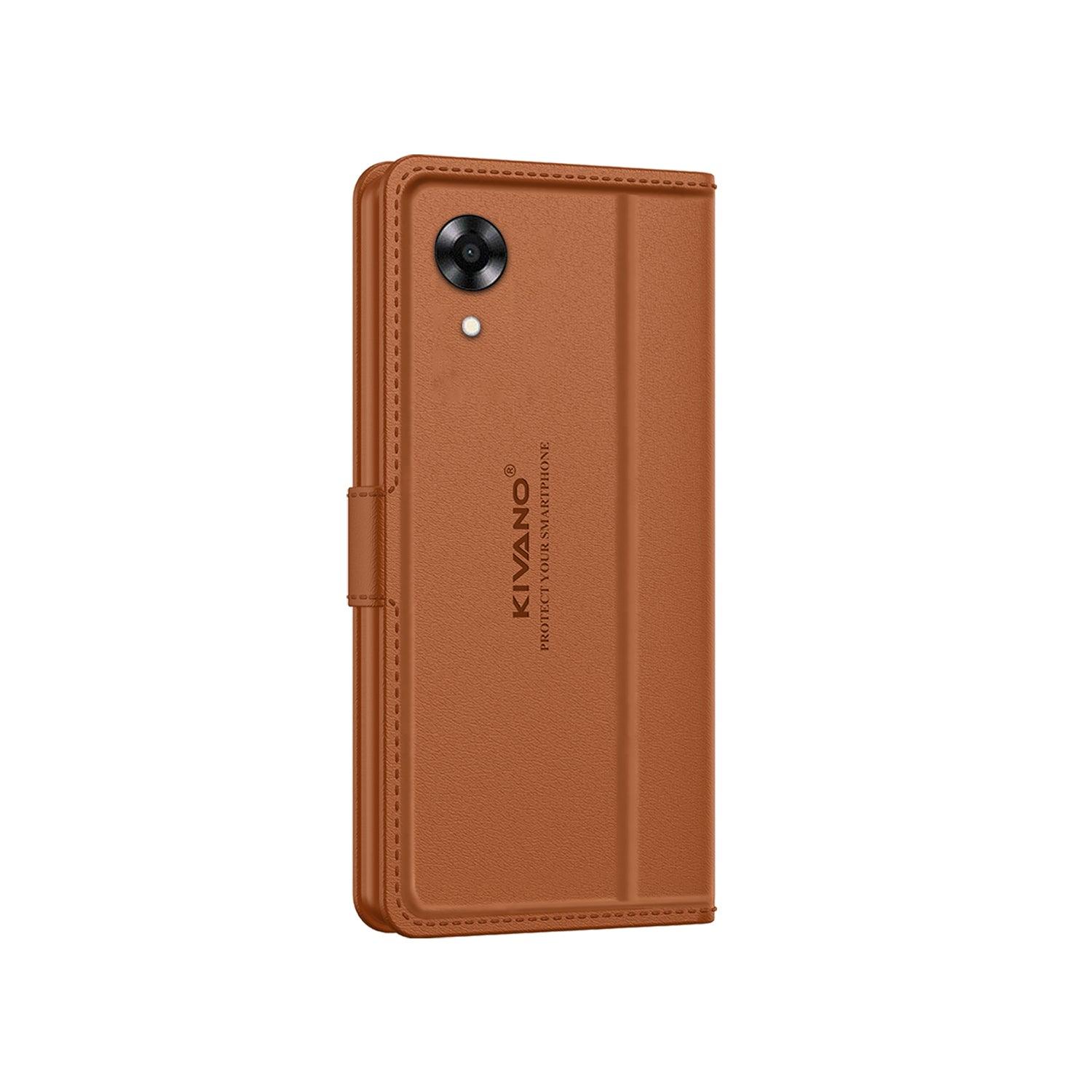 Leather Wallet Case for Oppo A17K ?Stylish Flip Folio Cover with Card Holder, Stand -KIVANO LUXE - Aibex