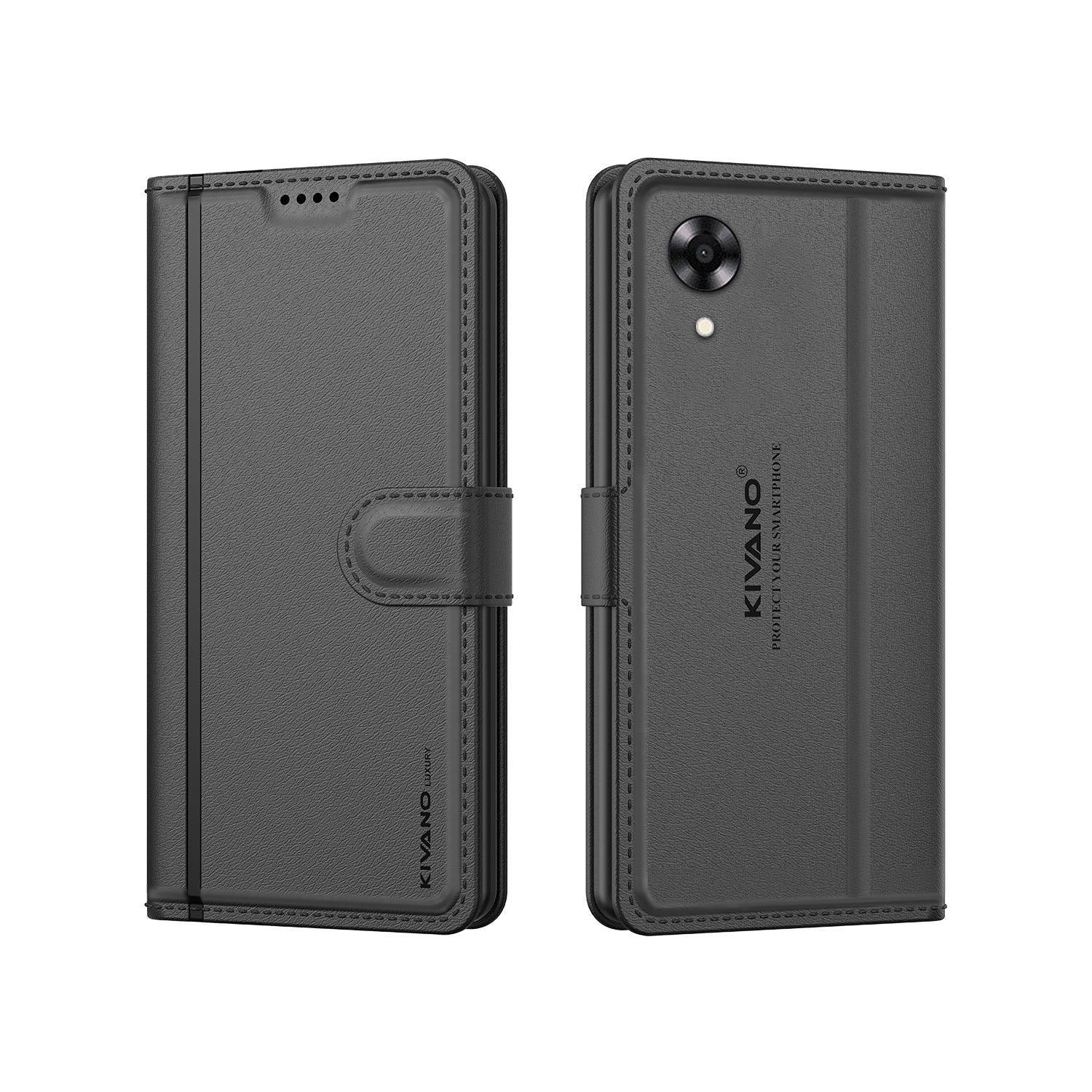 Leather Wallet Case for Oppo A17K ?Stylish Flip Folio Cover with Card Holder, Stand -KIVANO LUXE - Aibex