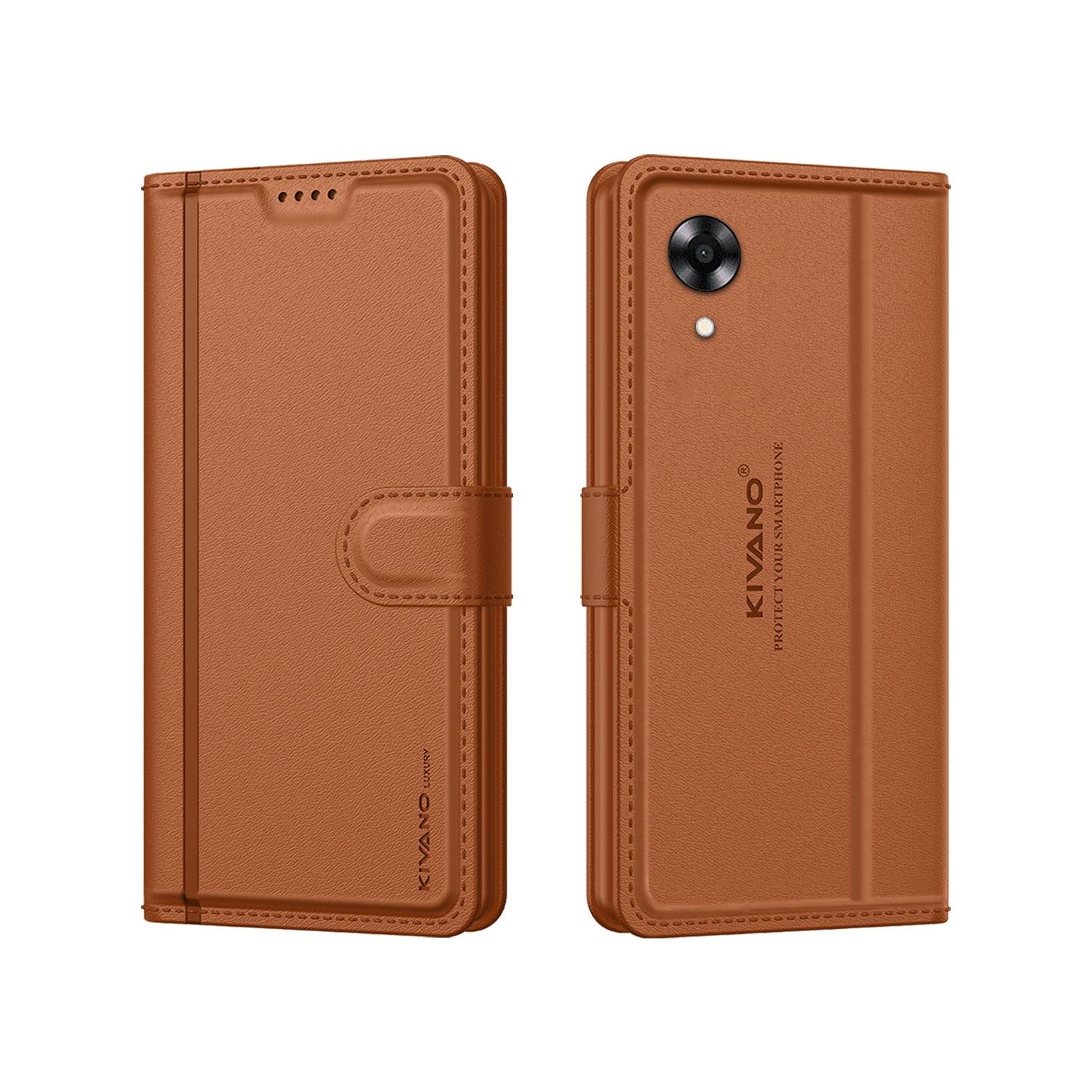 Leather Wallet Case for Oppo A17K ?Stylish Flip Folio Cover with Card Holder, Stand -KIVANO LUXE - Aibex