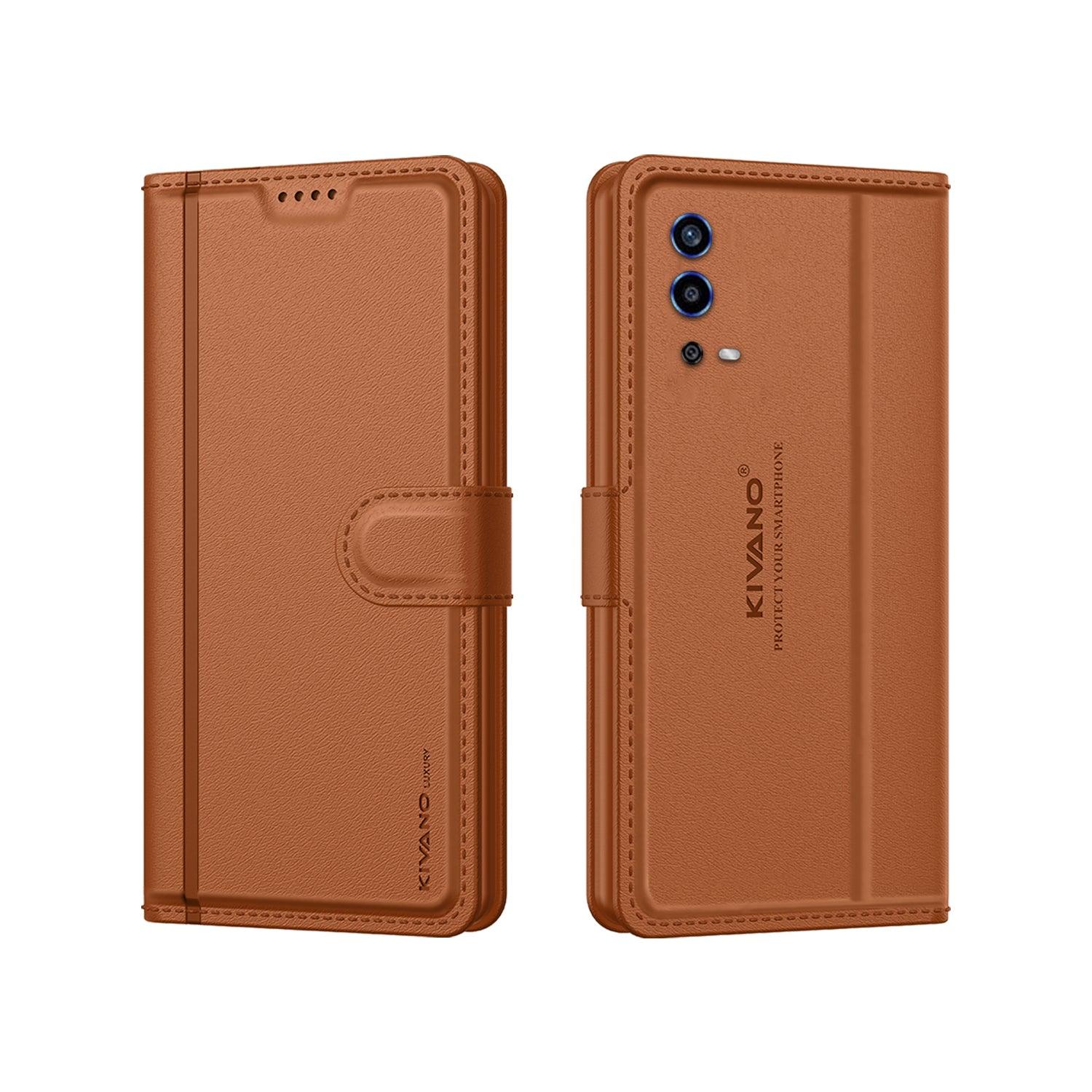 Leather Wallet Case for Oppo A55 ?Stylish Flip Folio Cover with Card Holder, Stand -KIVANO LUXE - Aibex