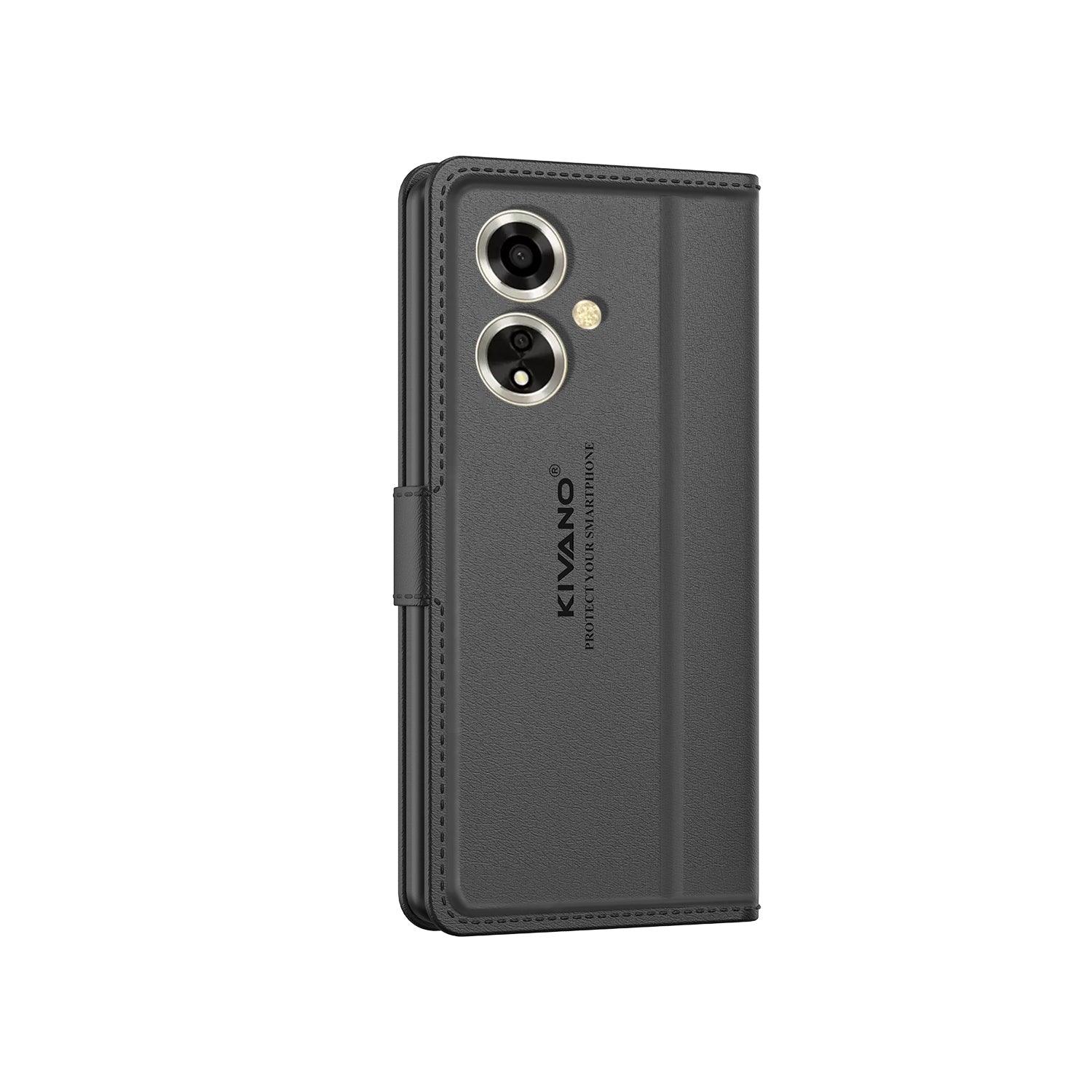 Leather Wallet Case for Oppo A59 5G ?Stylish Flip Folio Cover with Card Holder, Stand, and RFID Protection -KIVANO LUXE - Aibex